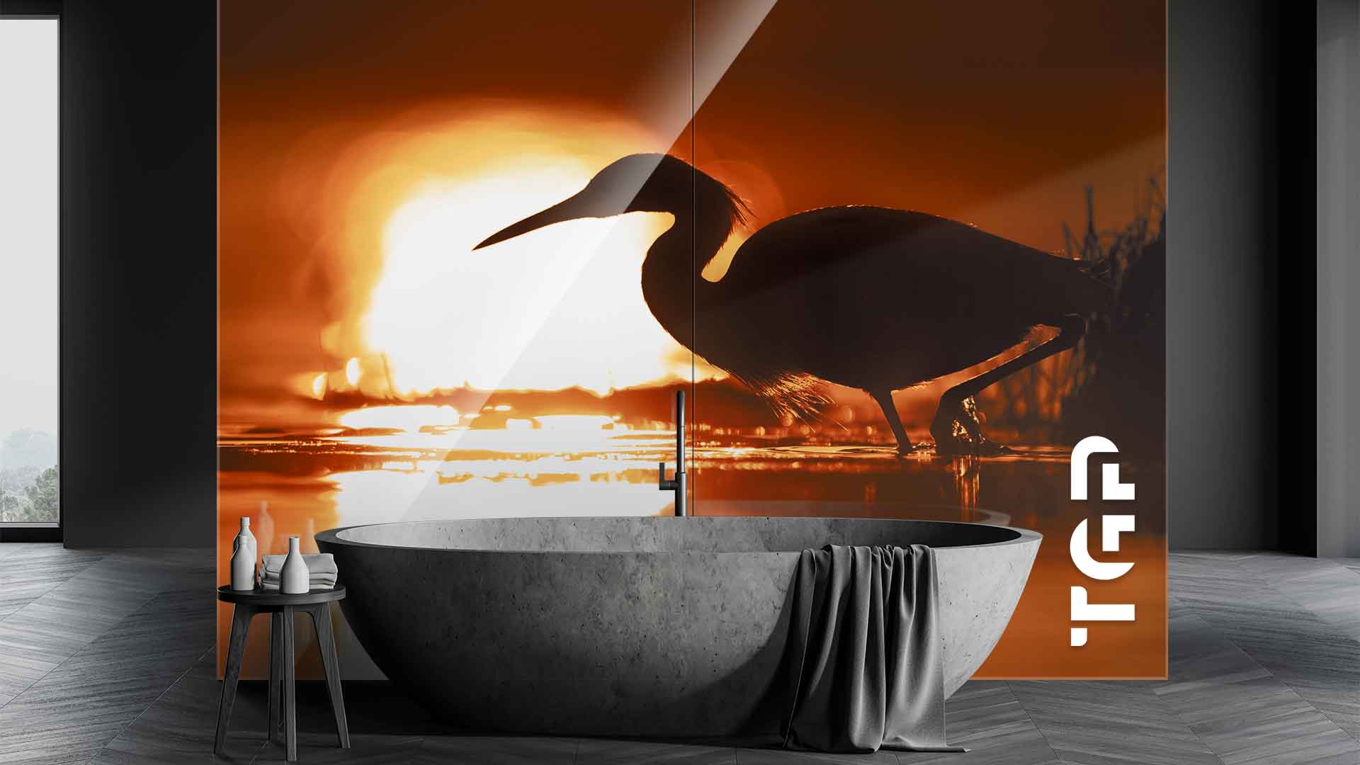 ANM002 placare perete sticla printata baie