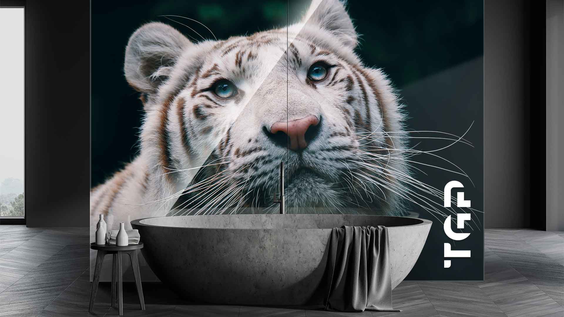 ANM005 placare perete sticla printata baie