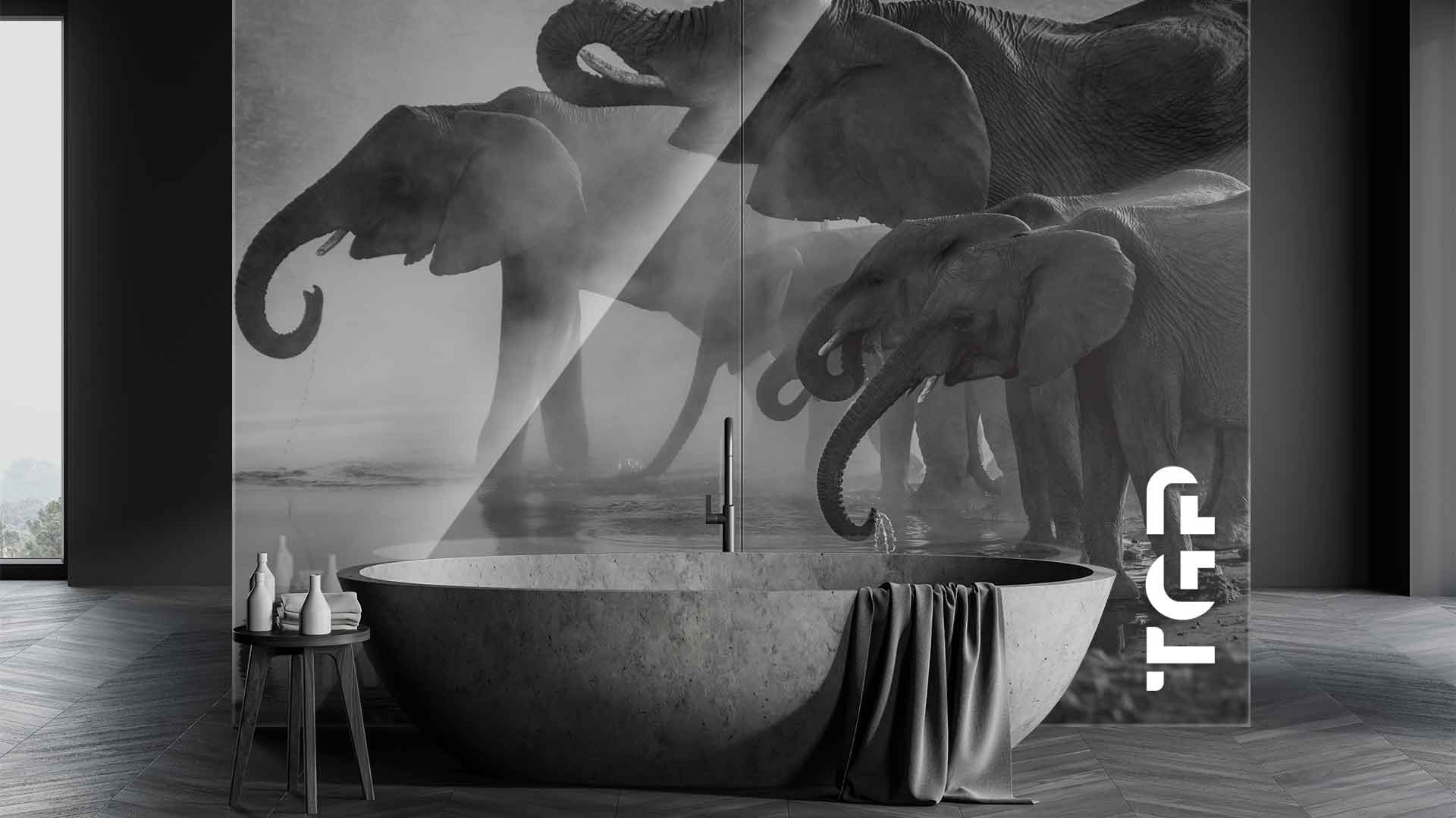 ANM006 placare perete sticla printata baie