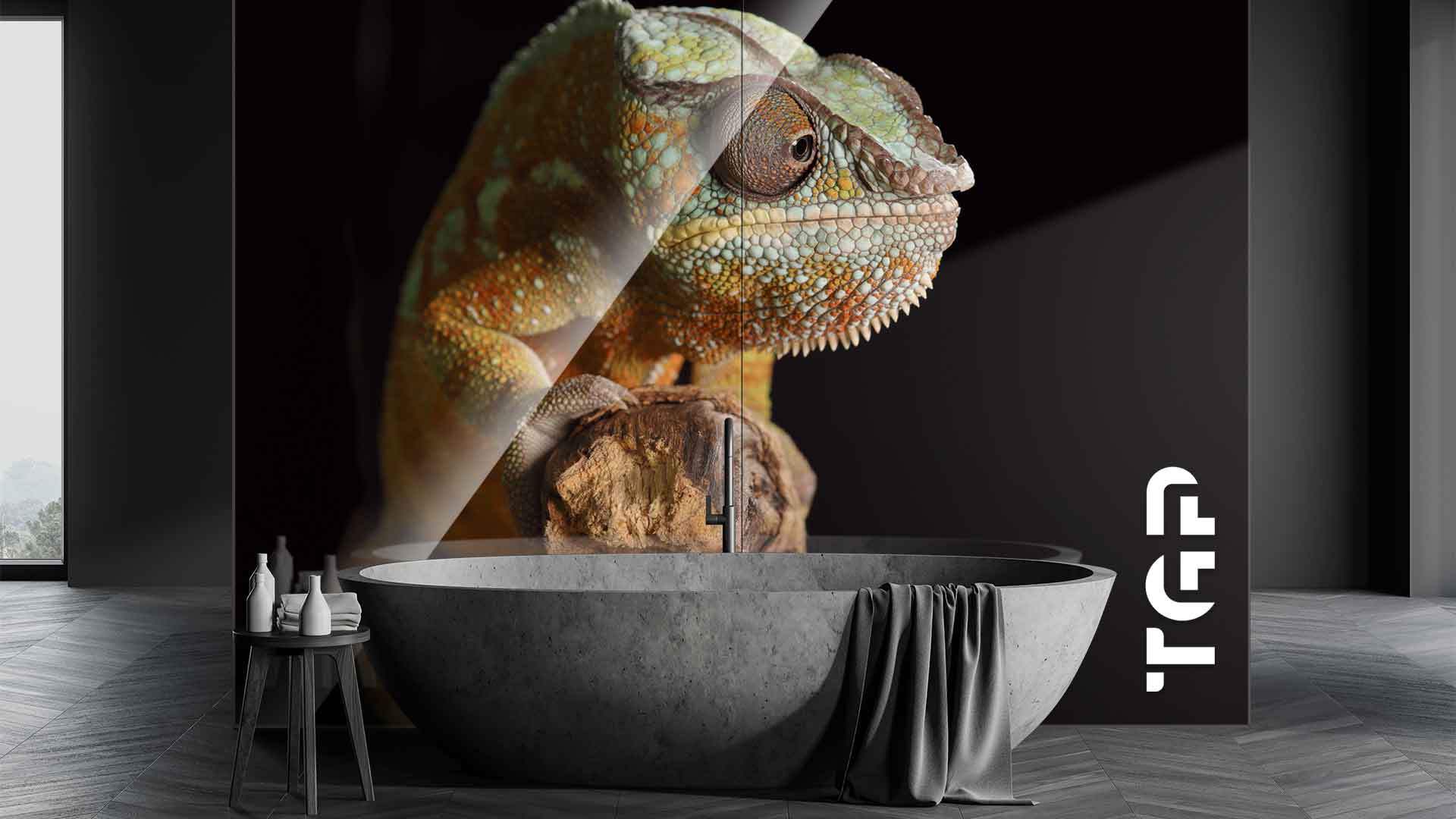 ANM007 placare perete sticla printata baie