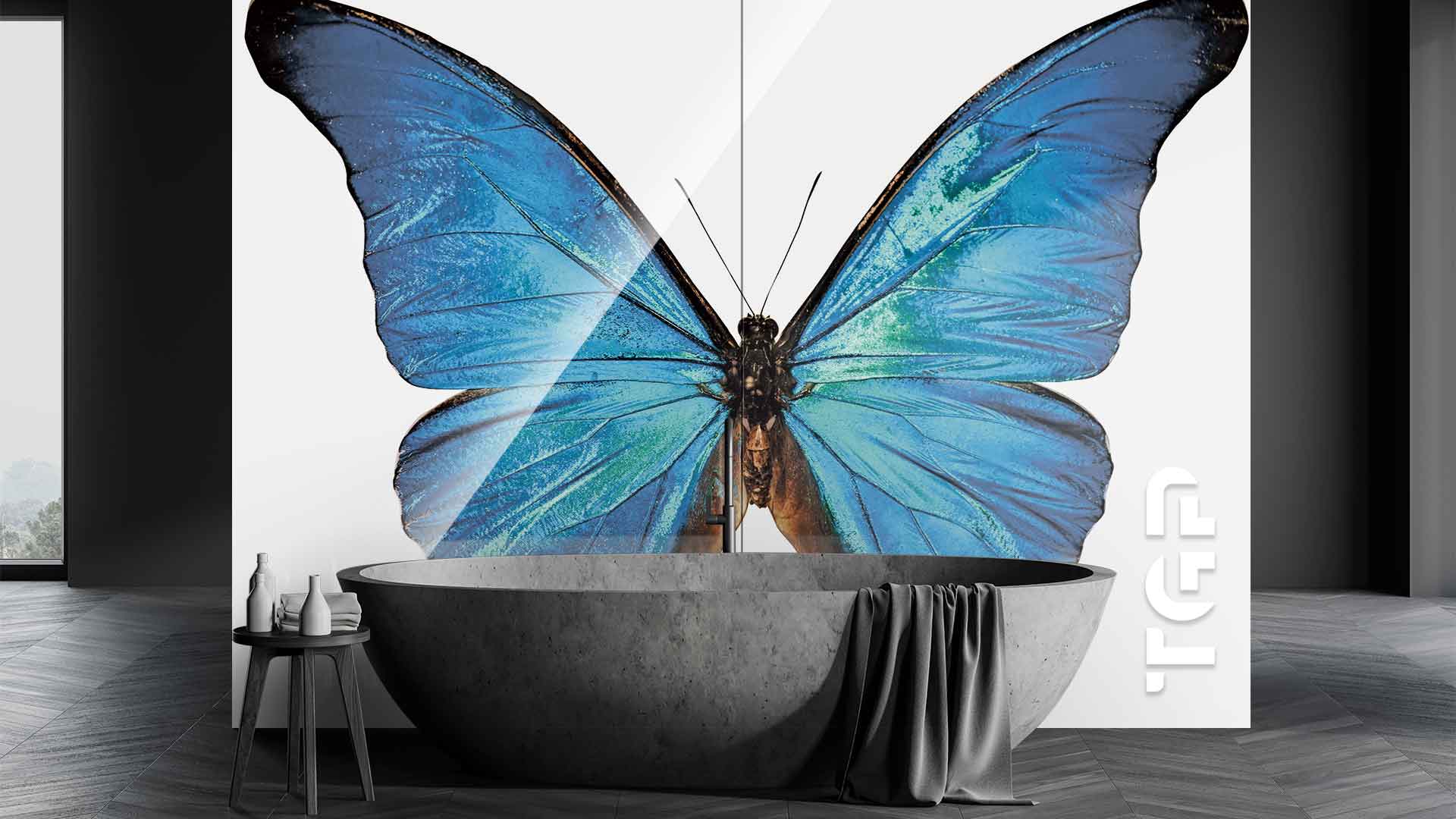 ANM008 placare perete sticla printata baie