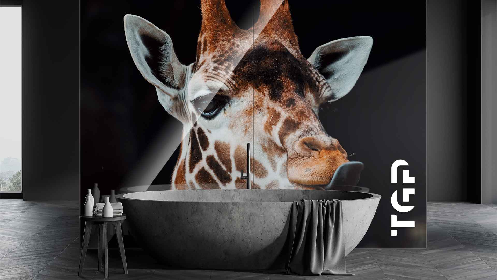 ANM011 placare perete sticla printata baie