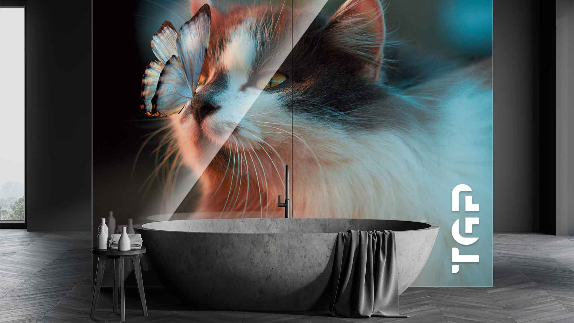 ANM013 placare perete sticla printata baie