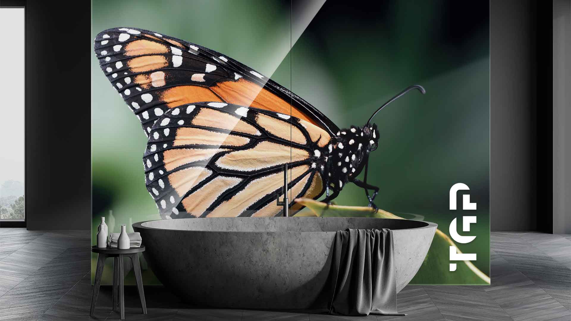 ANM014 placare perete sticla printata baie