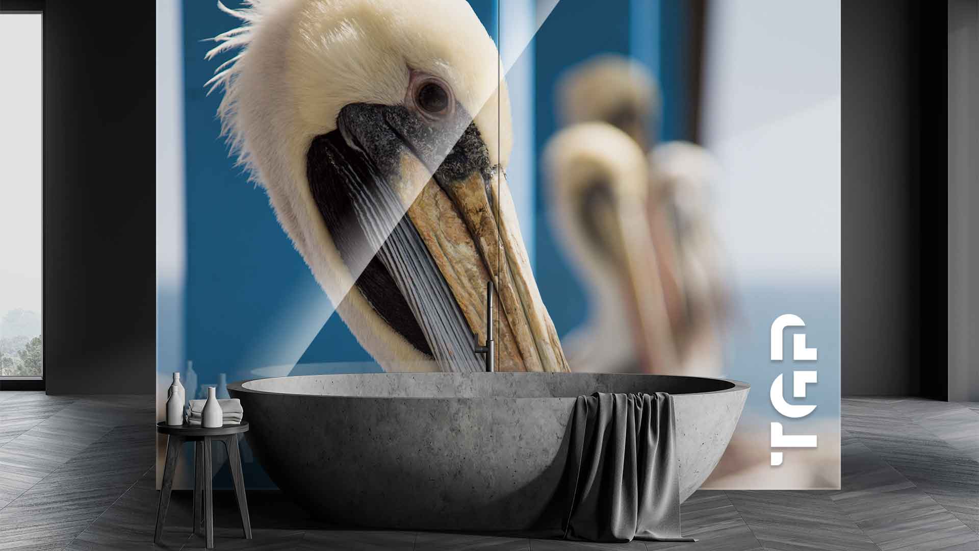 ANM018 placare perete sticla printata baie