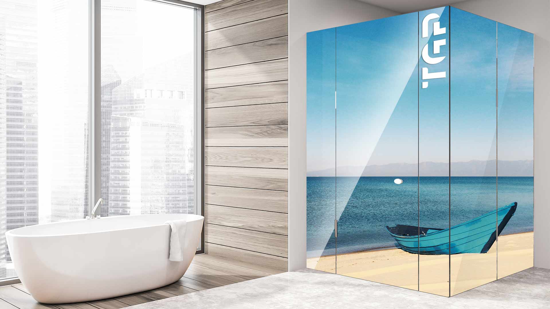 AQA005 cabina dus sticla printata