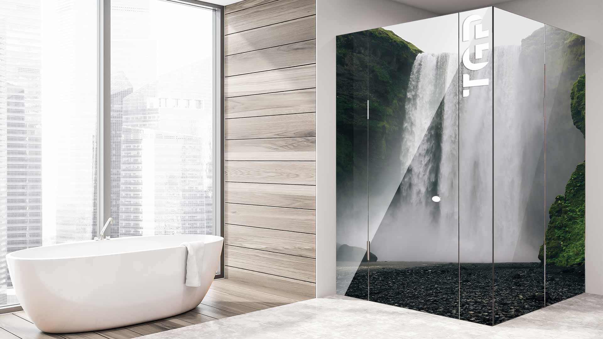 AQA011 cabina dus sticla printata