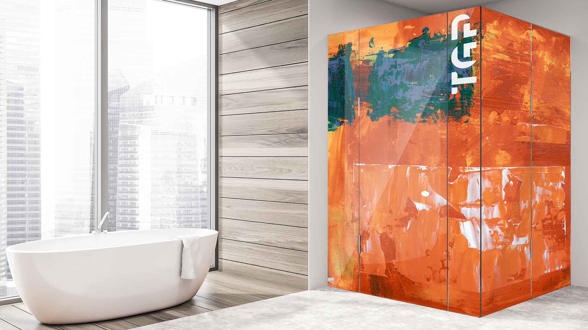 ART007 model sticlă printată baie cabina dus