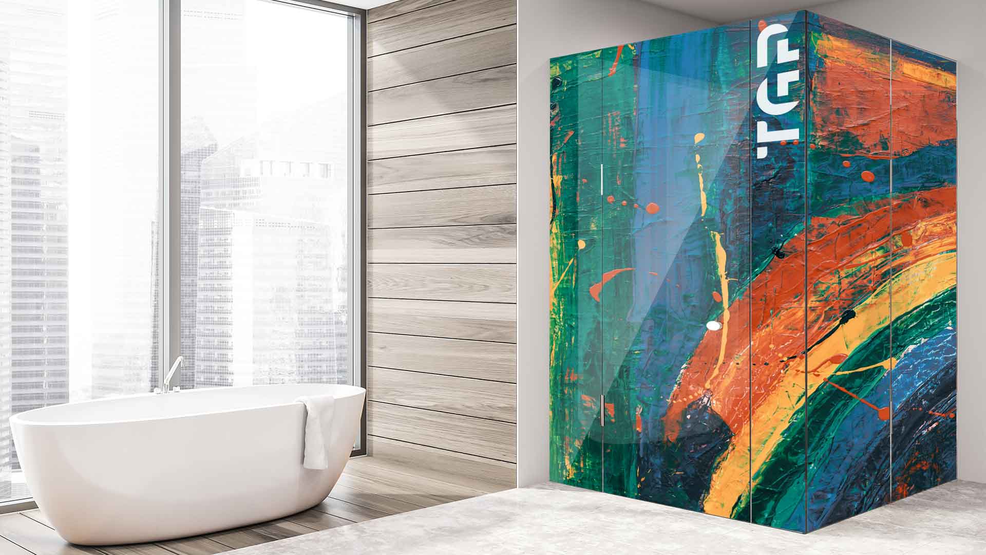 ART008 model sticlă printată baie cabina dus