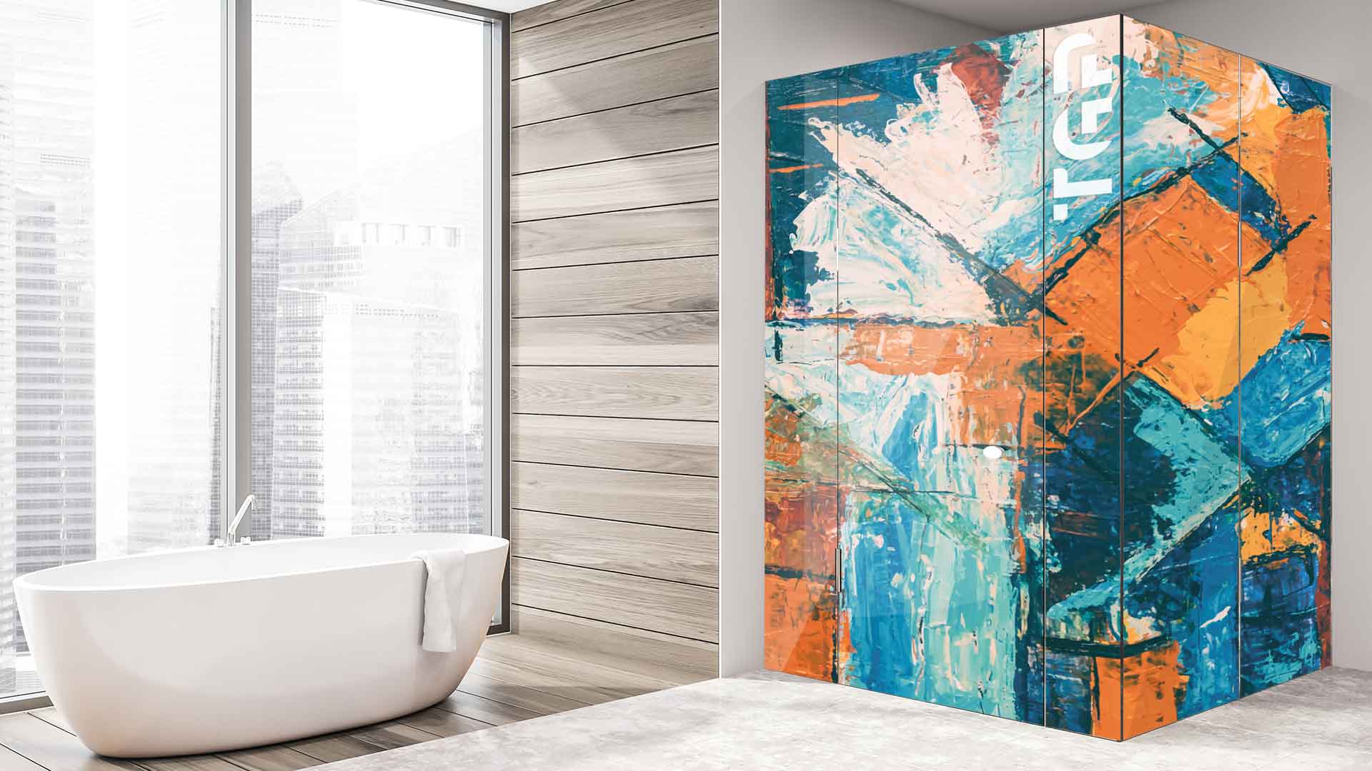 ART012 model sticlă printată baie cabina dus