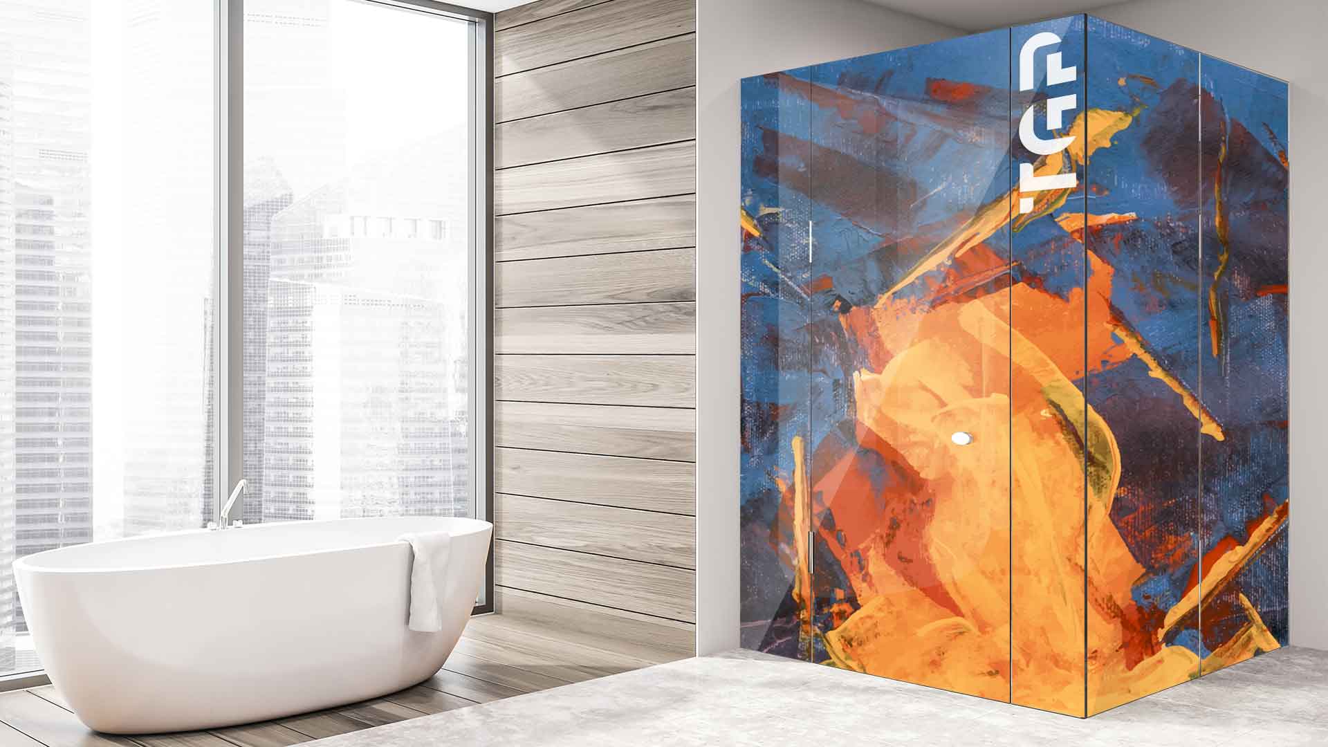 ART013 model sticlă printată baie cabina dus