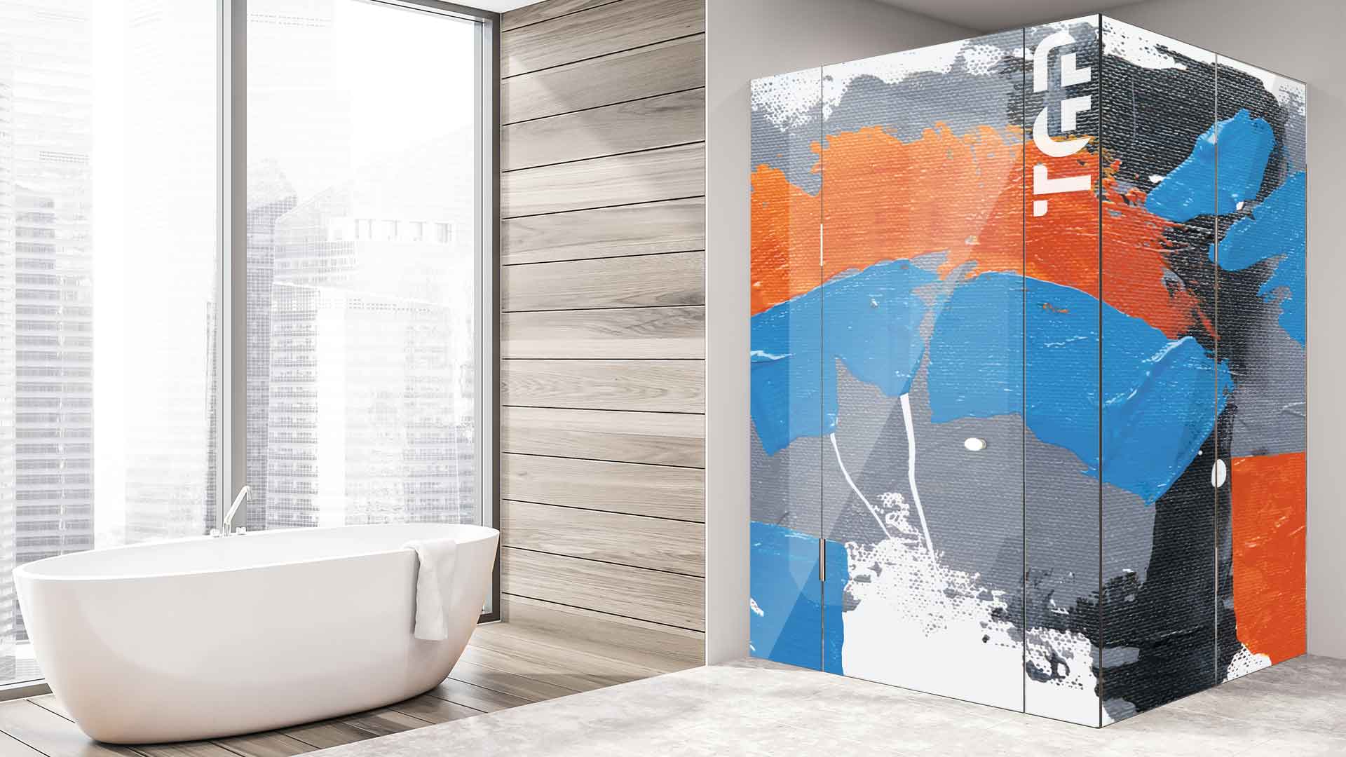 ART015 model sticlă printată baie cabina dus