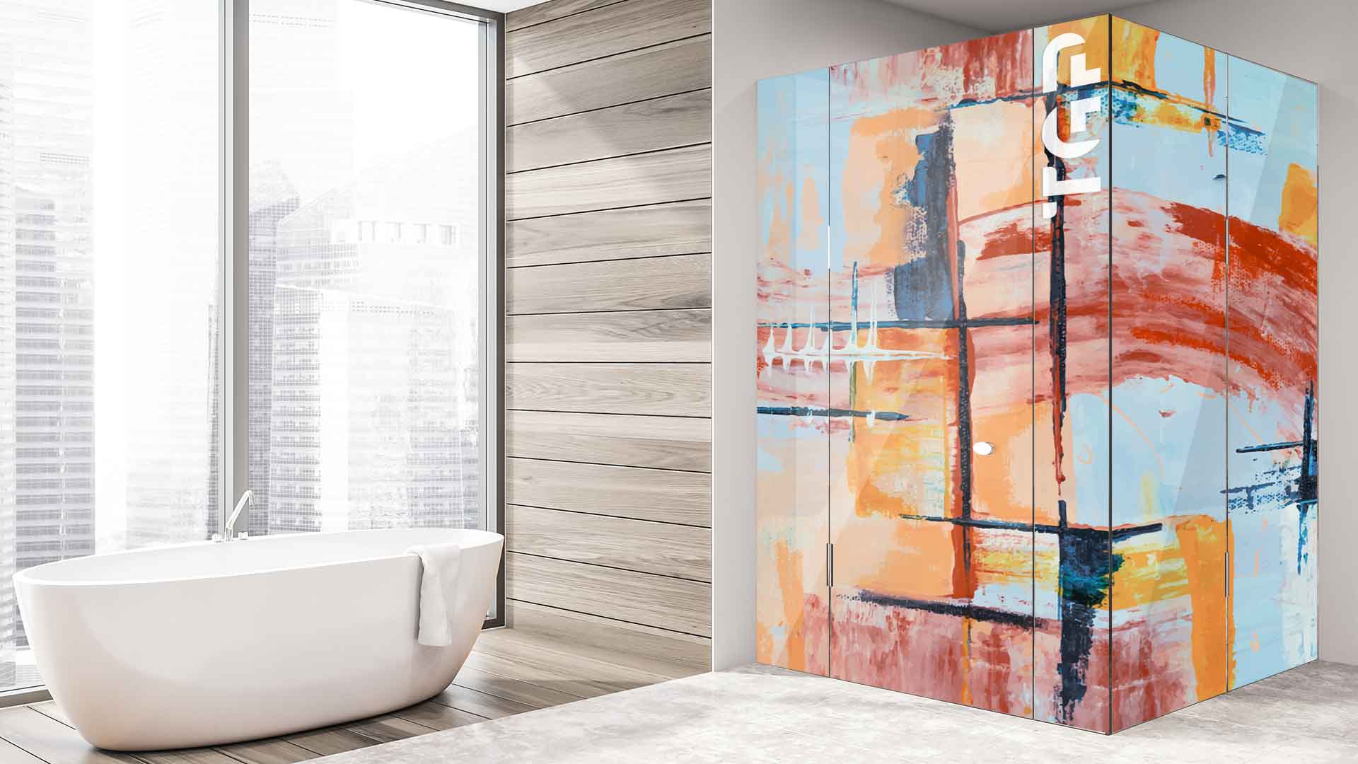 ART016 model sticlă printată baie cabina dus