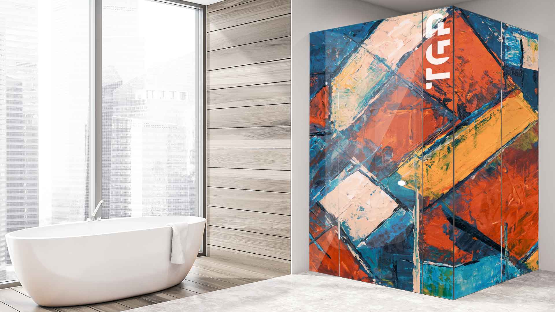 ART017 model sticlă printată baie cabina dus