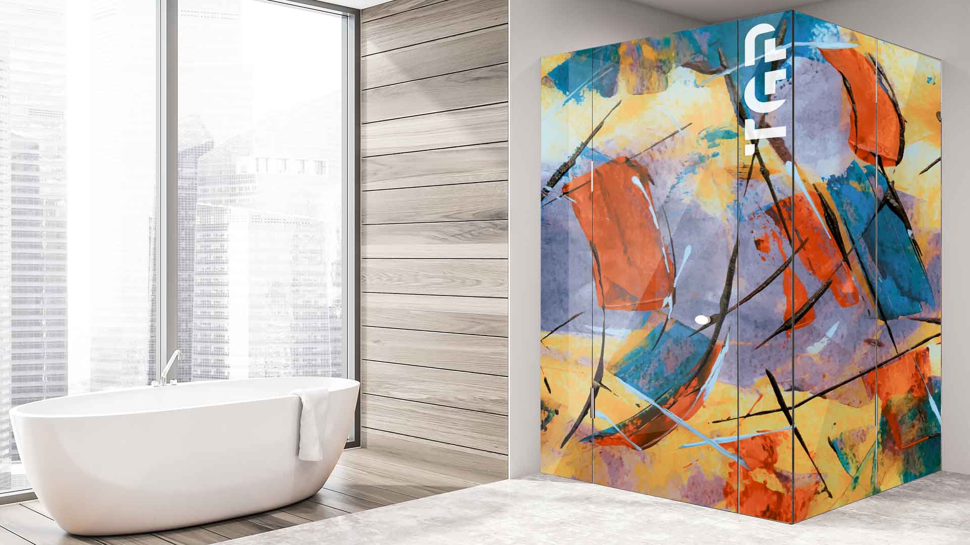 ART018 model sticlă printată baie cabina dus