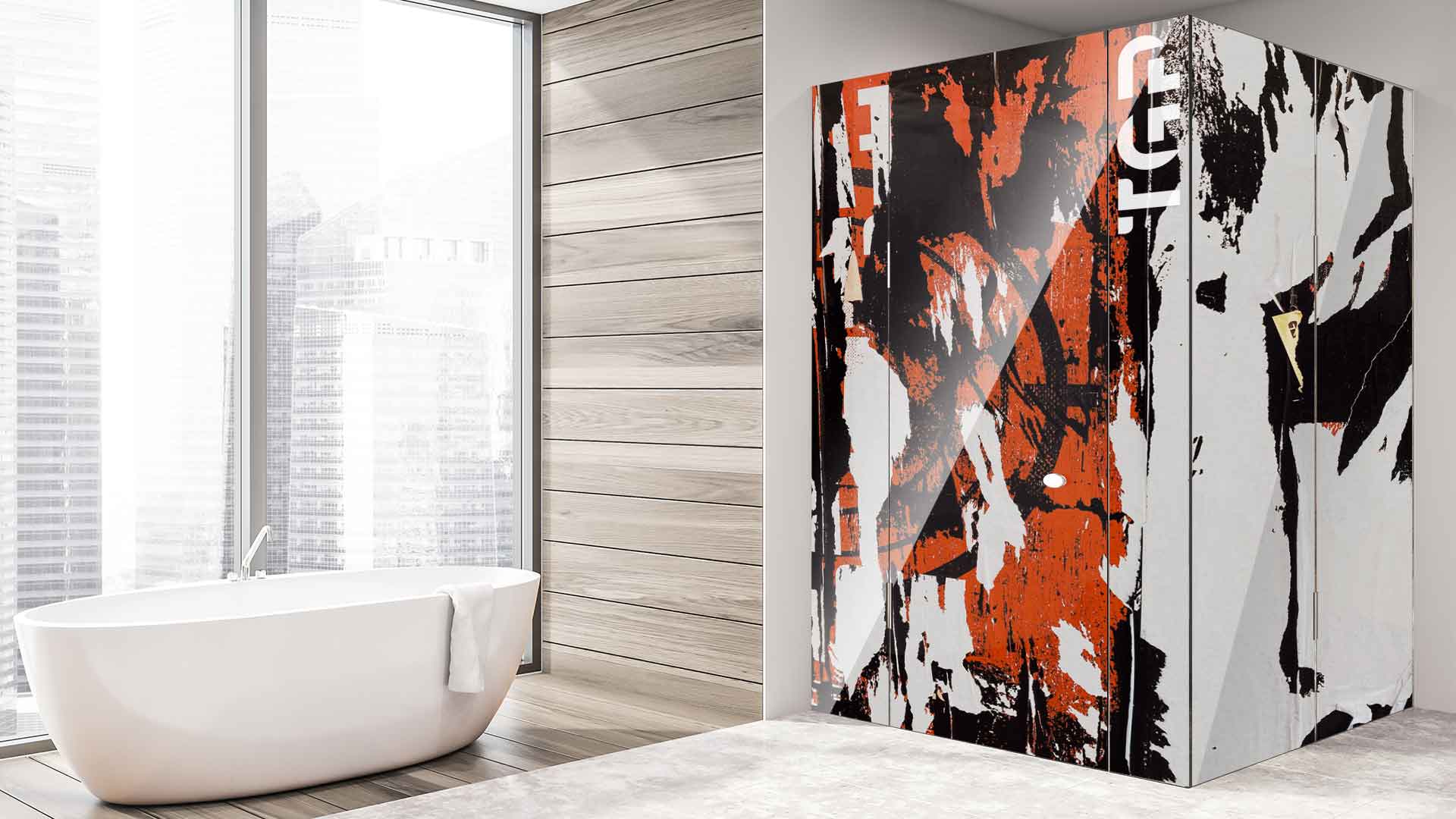 ART021 model sticlă printată baie cabina dus