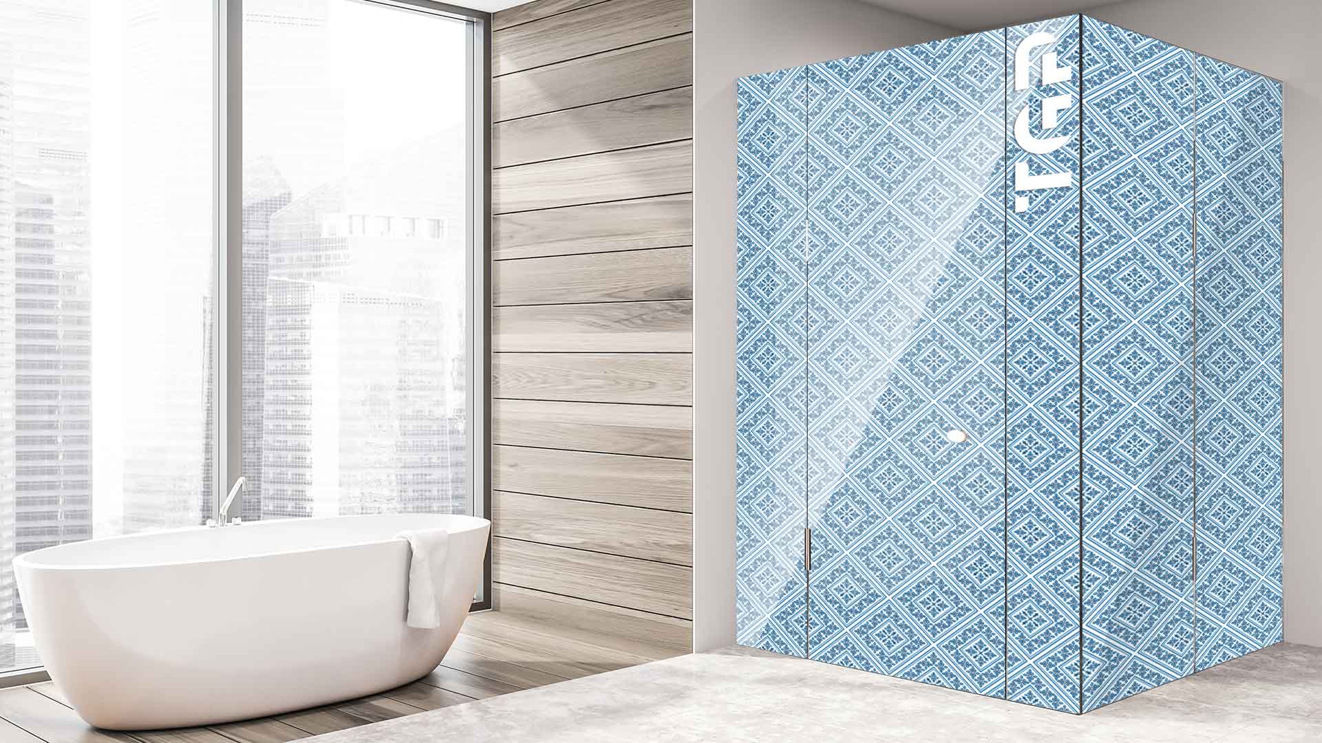 DFT014 cabina dus sticlă printată