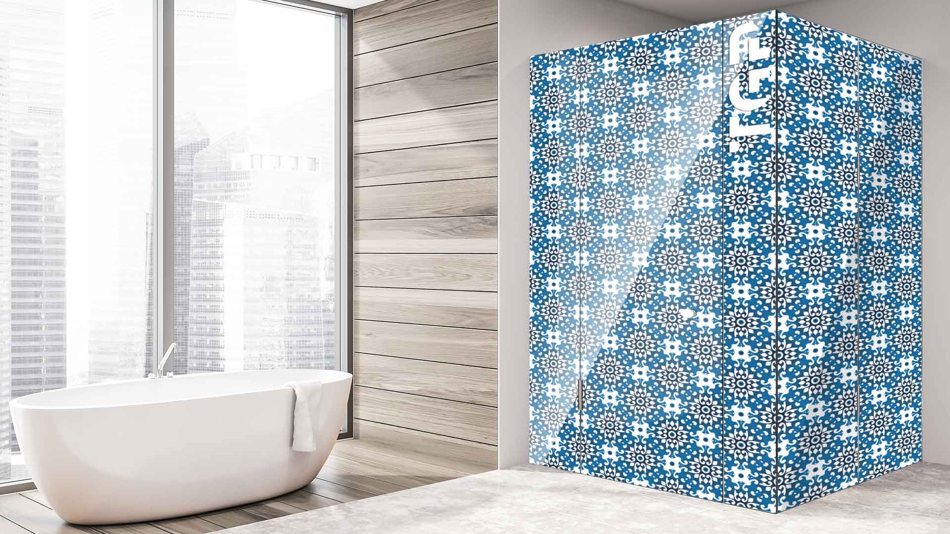 DFT025 cabina dus sticlă printată