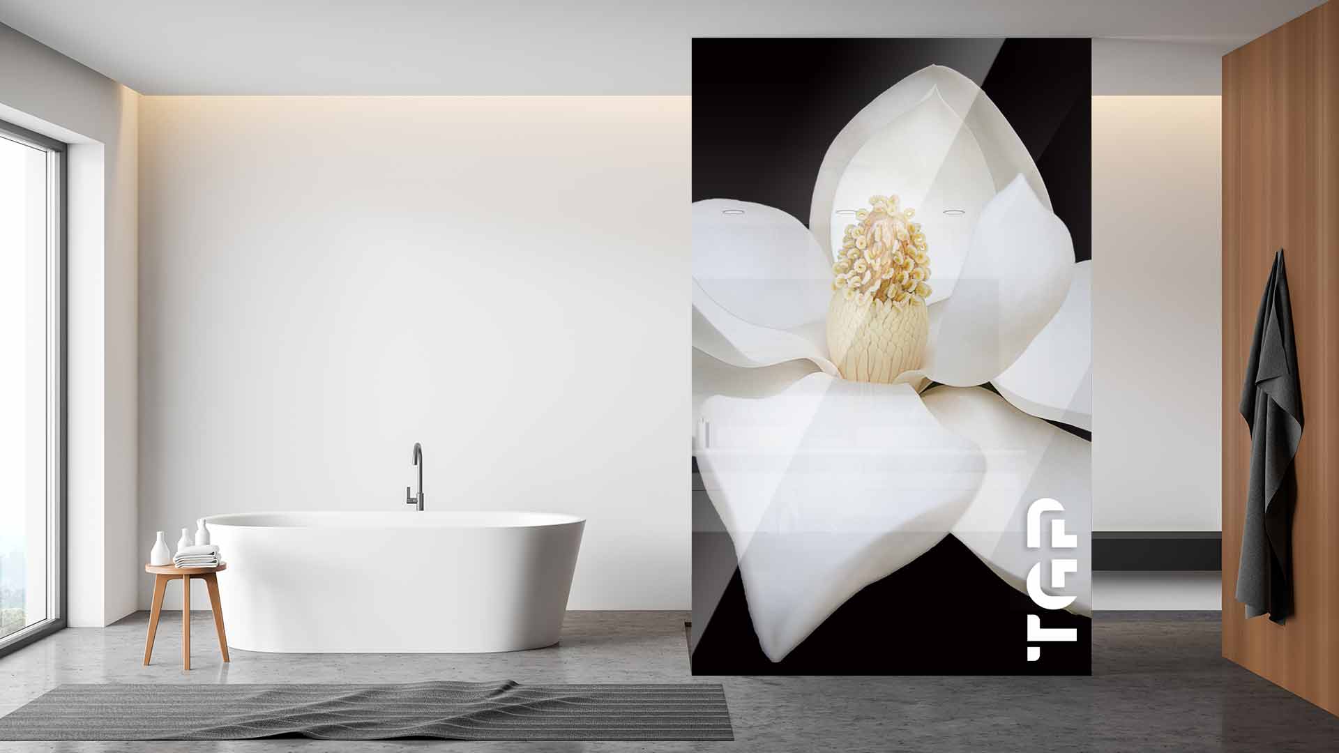 FLW001 Paravan dus din sticlă printată