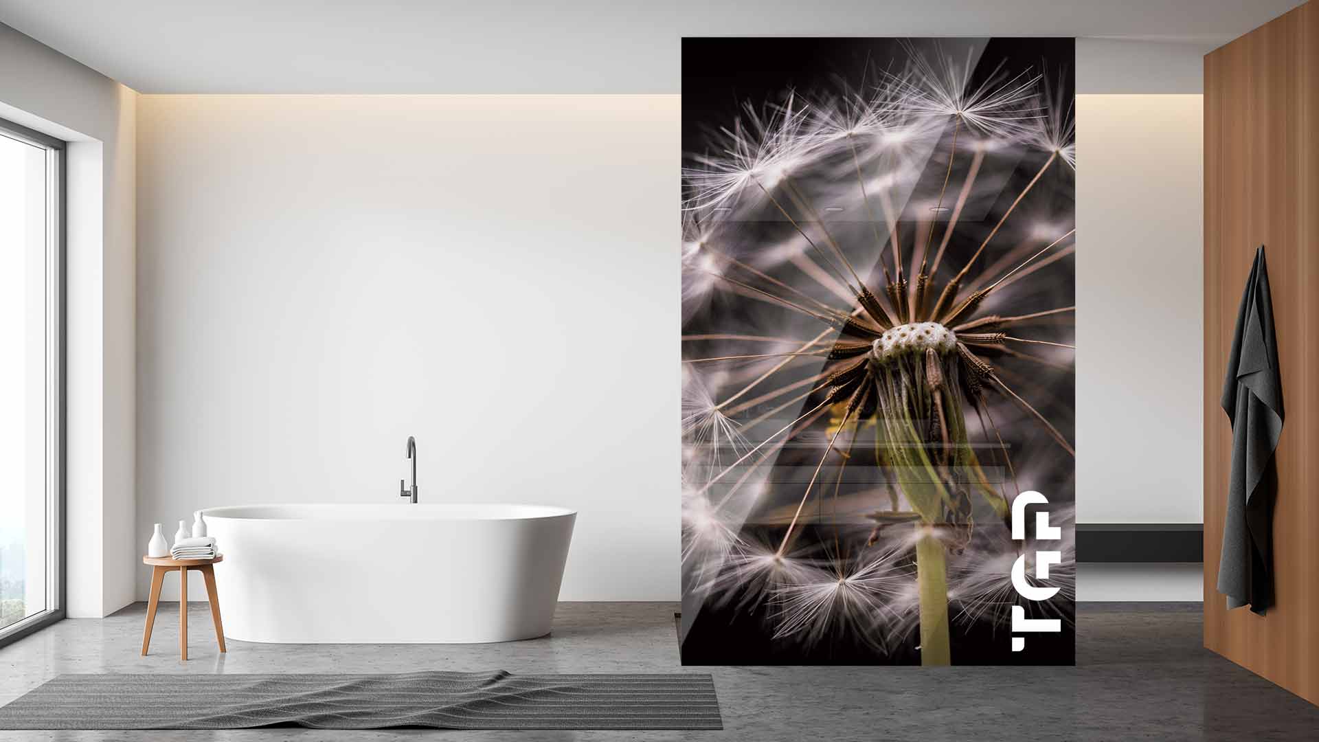 FLW004 Paravan dus din sticlă printată