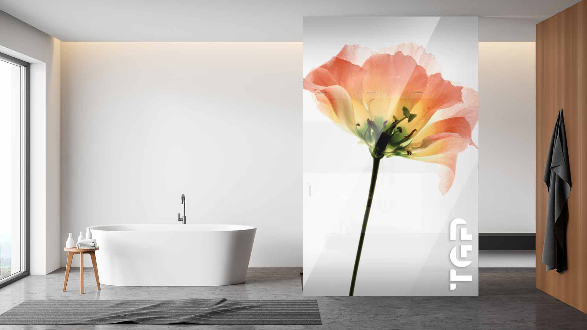 FLW006 Paravan dus din sticlă printată