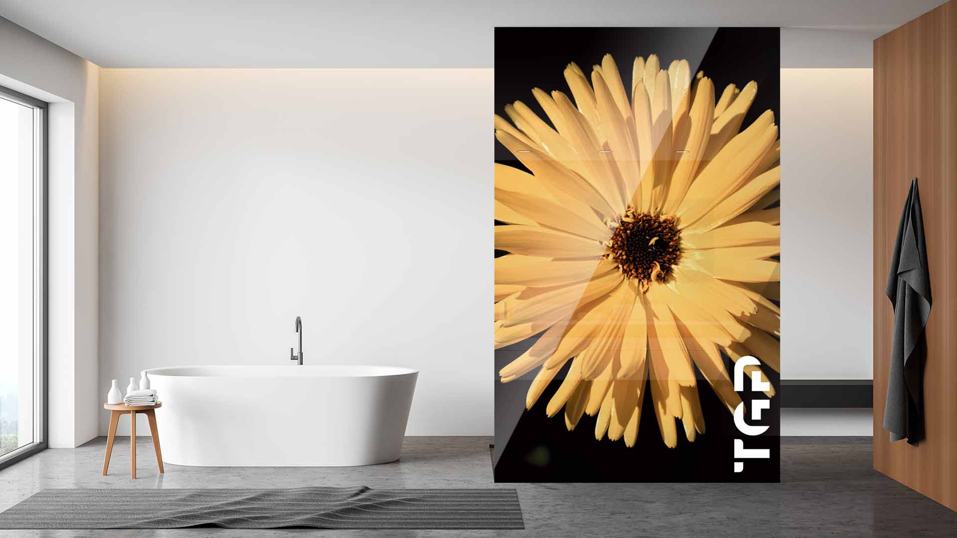 FLW007 Paravan dus din sticlă printată