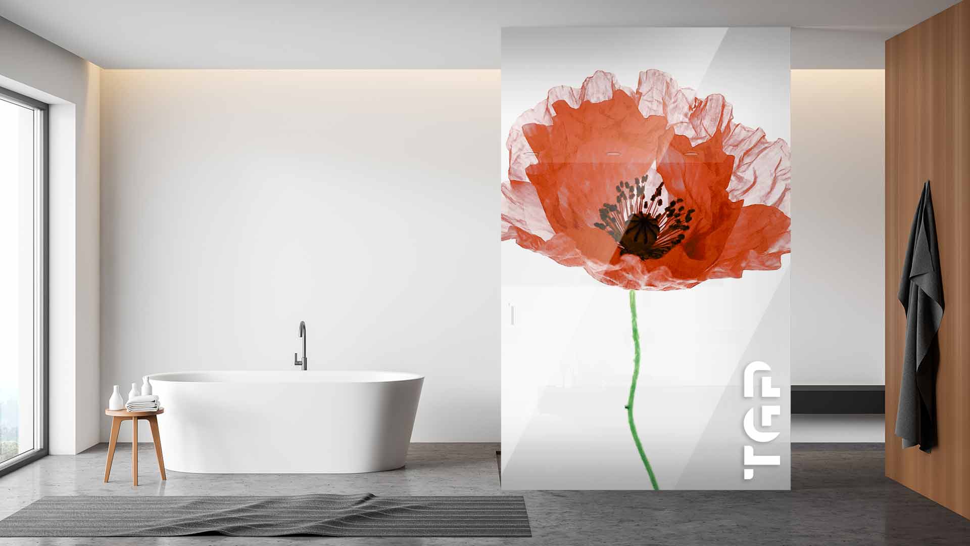 FLW008 Paravan dus din sticlă printată