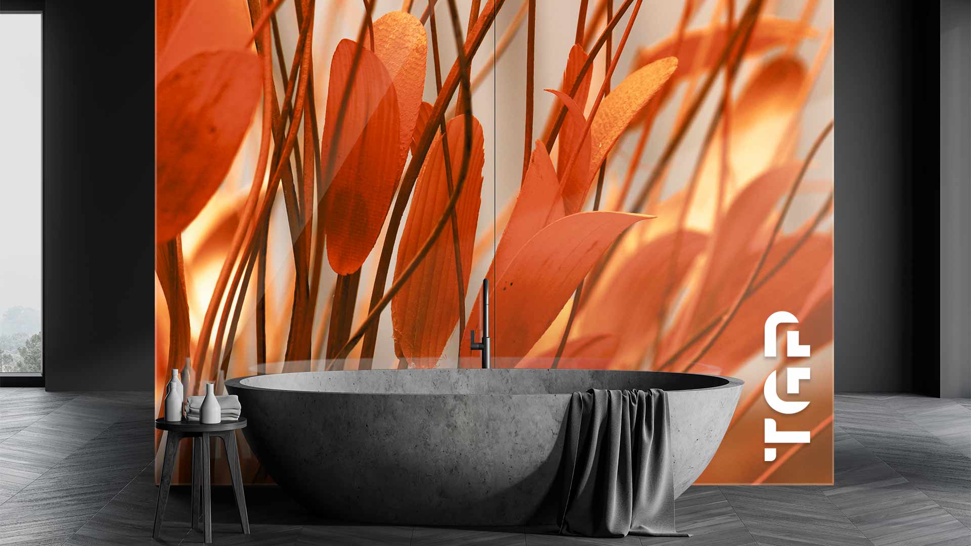 FLR011 sticlă printată baie placare perete FLR011 sticlă printată baie placare perete