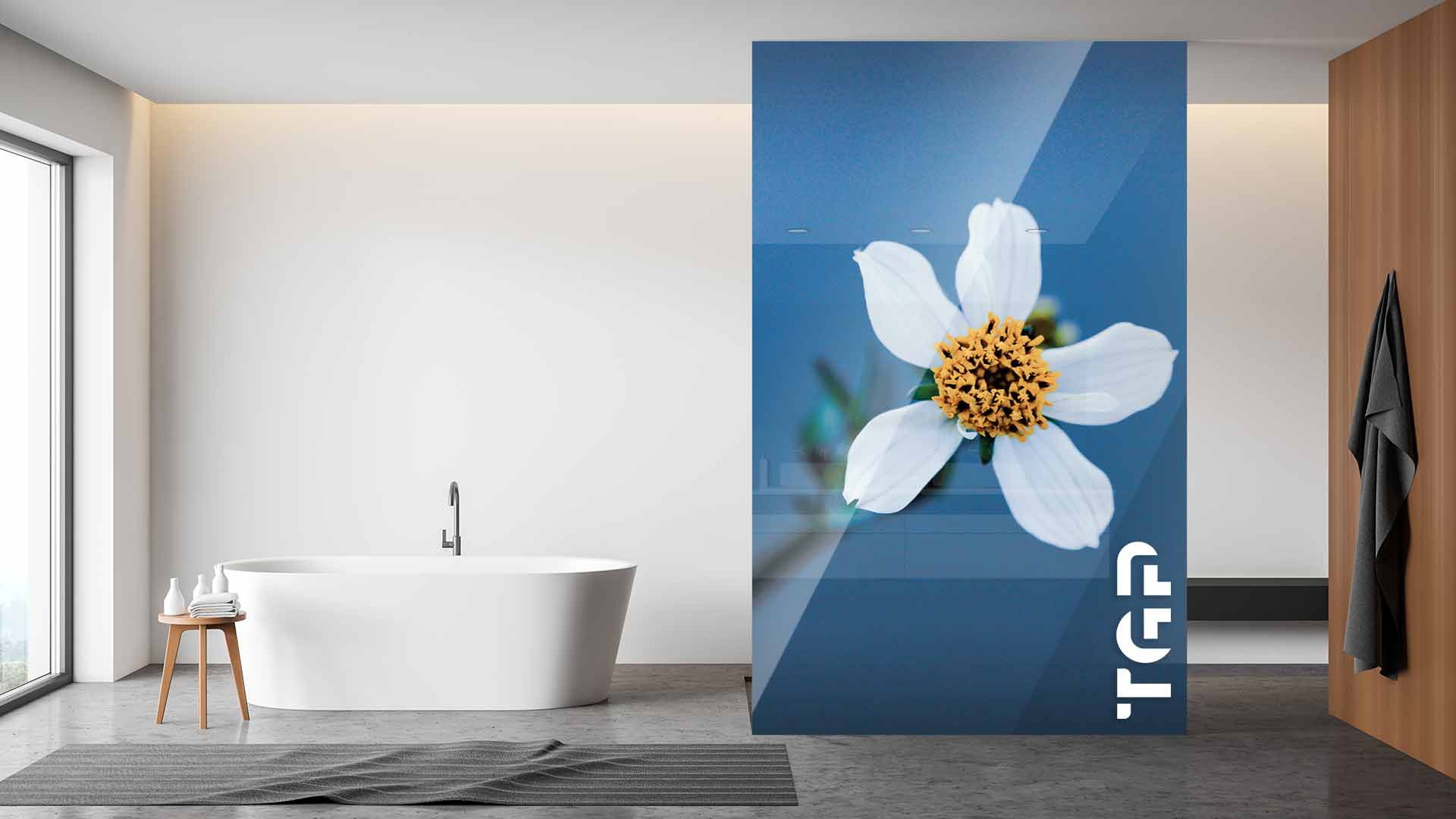 FLW012 Paravan dus din sticlă printată