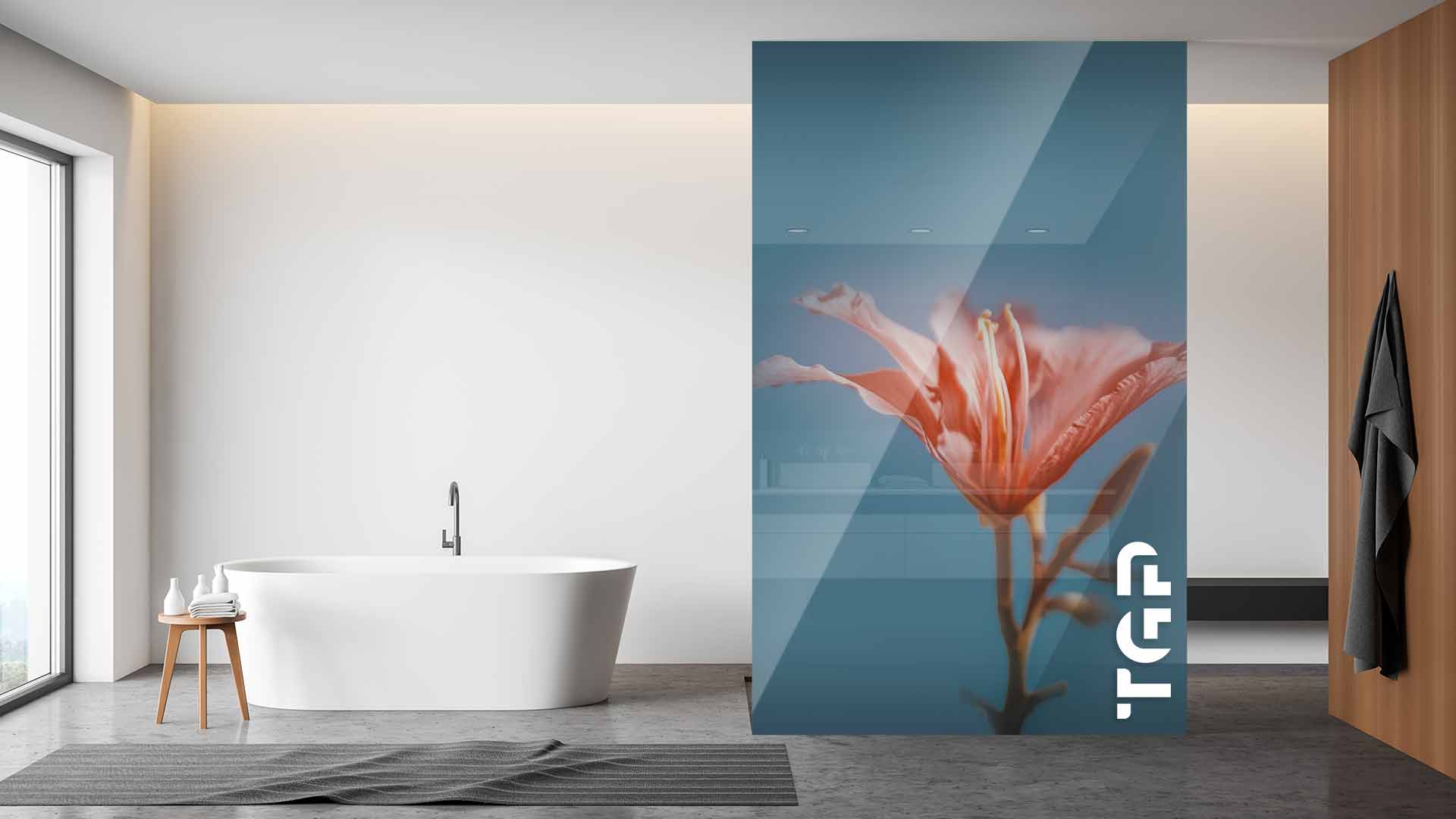 FLW014 Paravan dus din sticlă printată