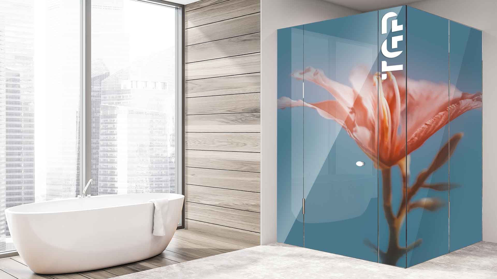 FLW014 cabina dus sticlă printată