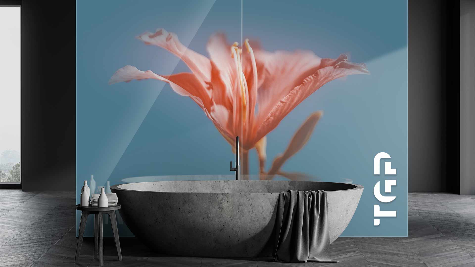 FLR014 sticlă printată baie placare perete FLR014 sticlă printată baie placare perete