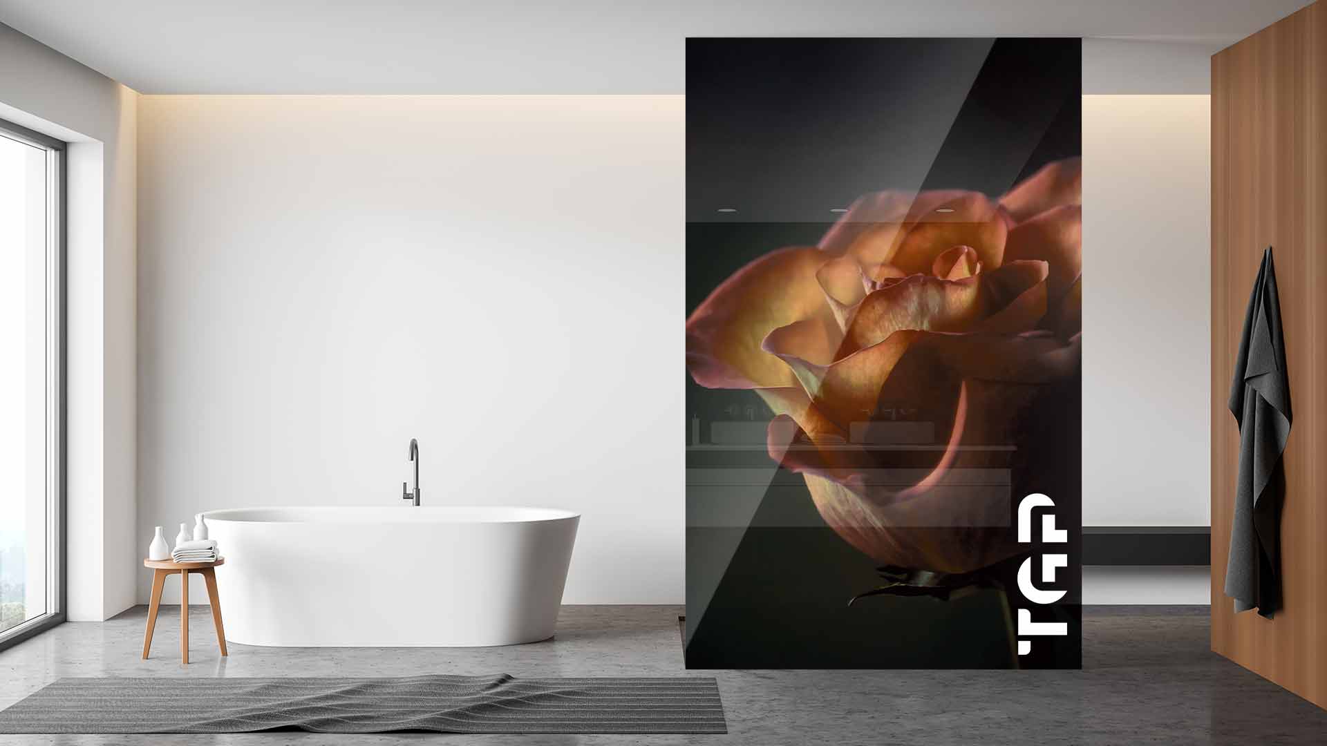 FLW015 Paravan dus din sticlă printată