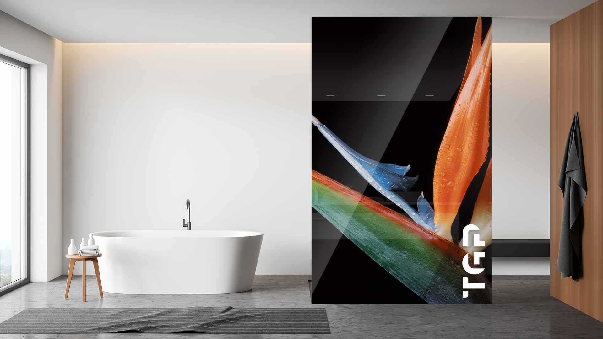 FLW016 Paravan dus din sticlă printată