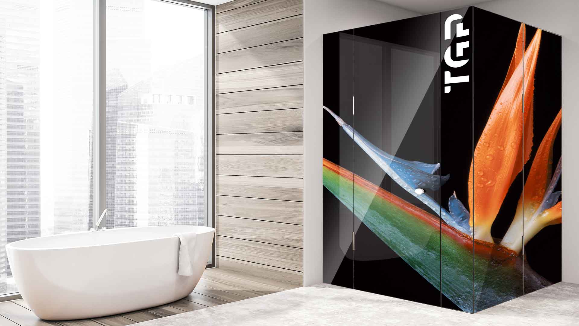 FLW016 cabina dus sticlă printată