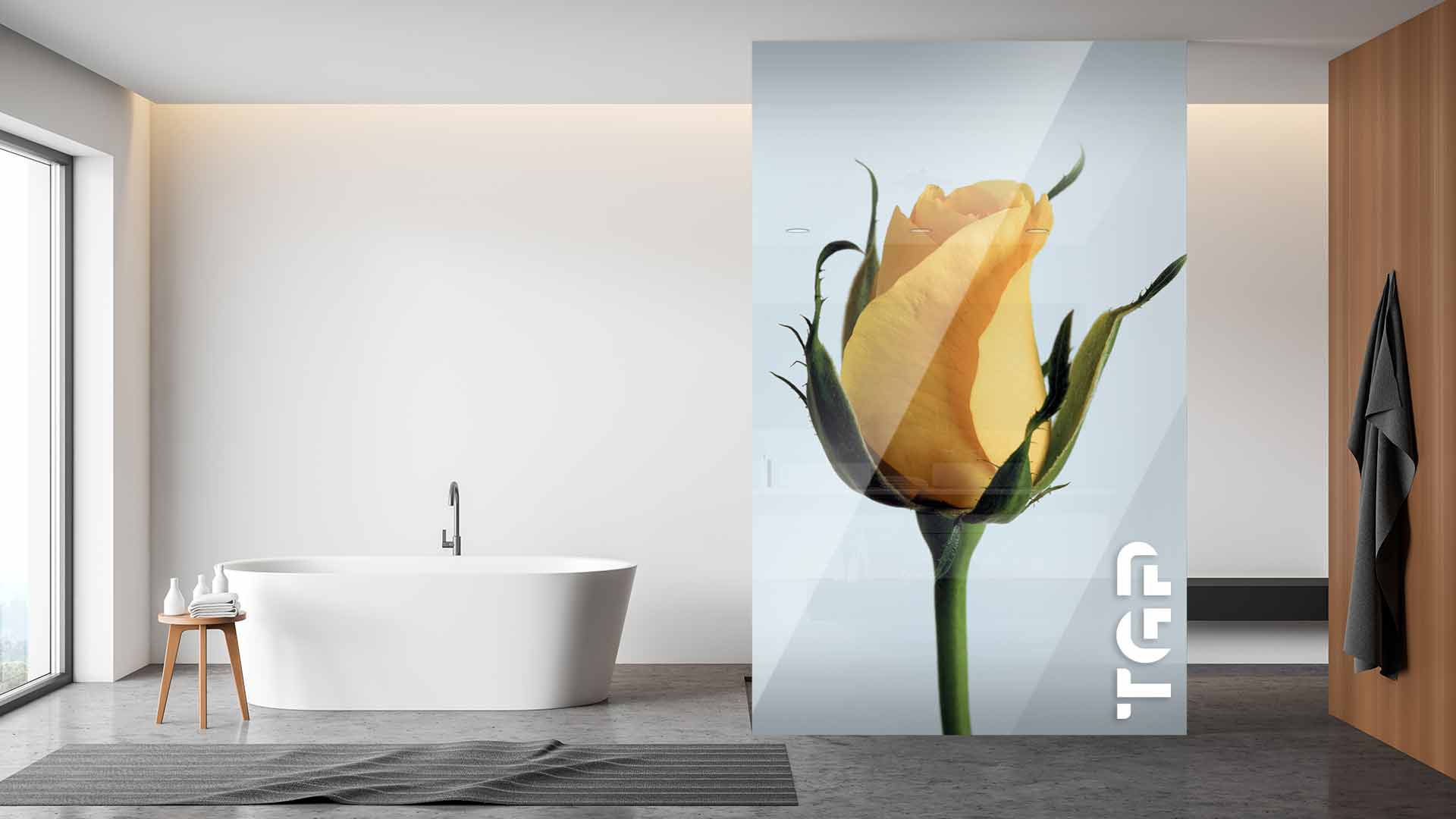 FLW017 Paravan dus din sticlă printată