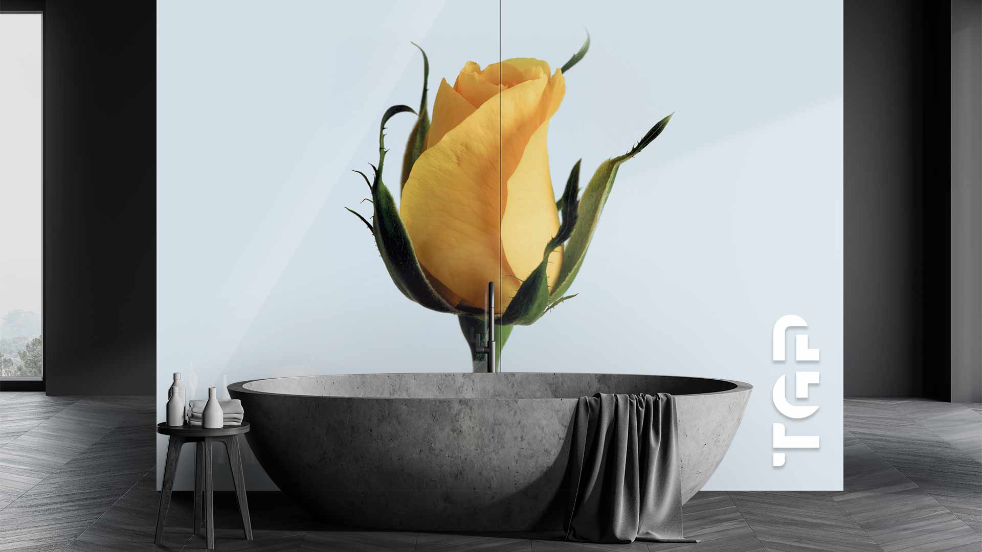 FLR017 sticlă printată baie placare perete FLR017 sticlă printată baie placare perete