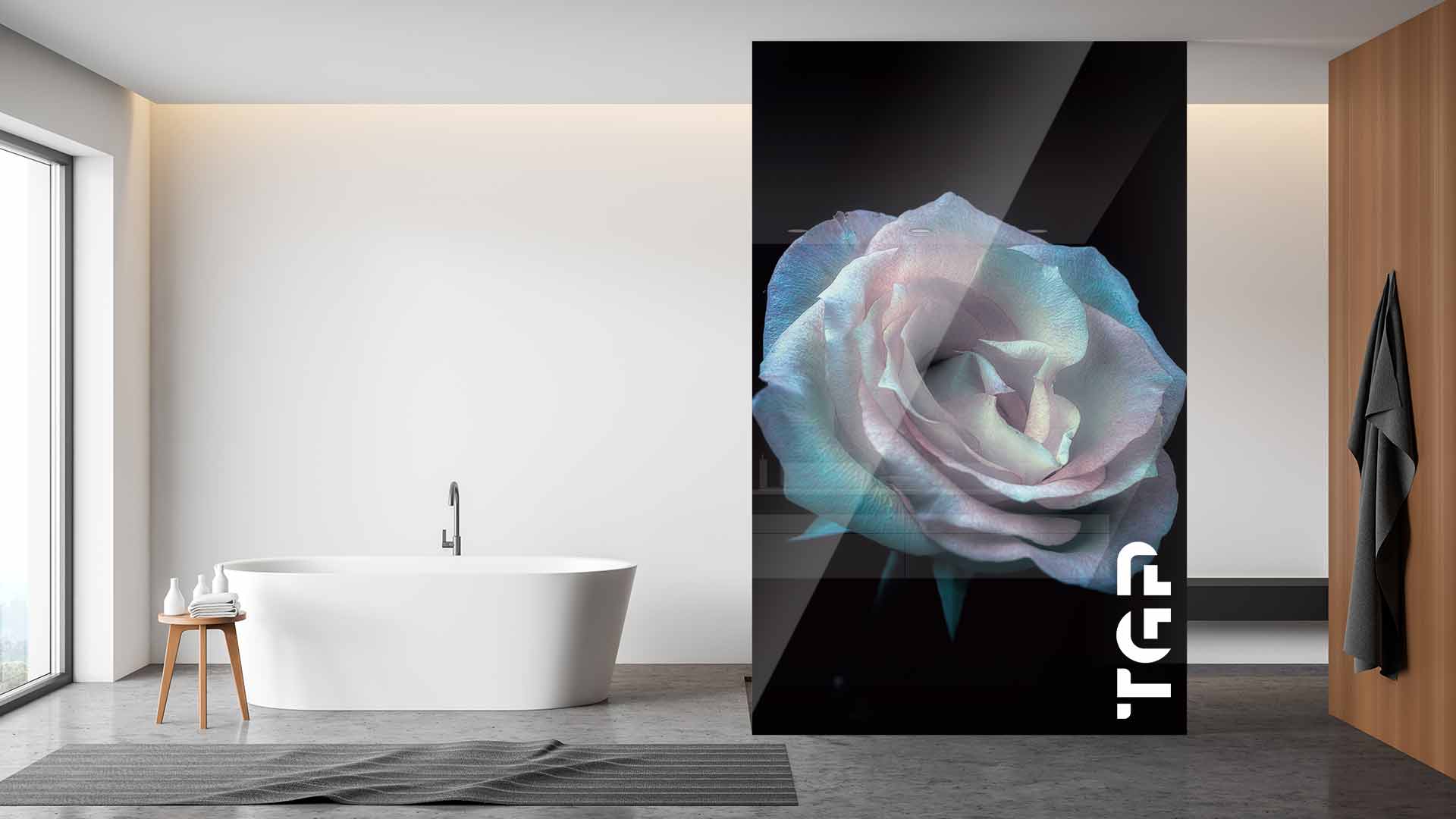 FLW018 Paravan dus din sticlă printată