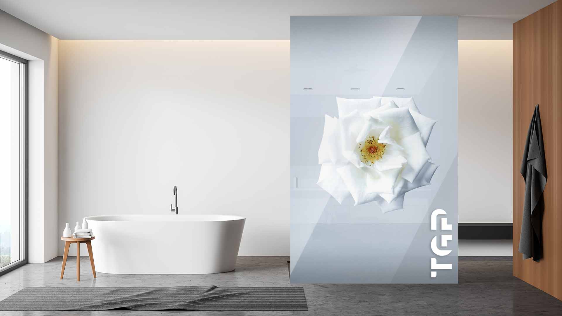 FLW019 Paravan dus din sticlă printată