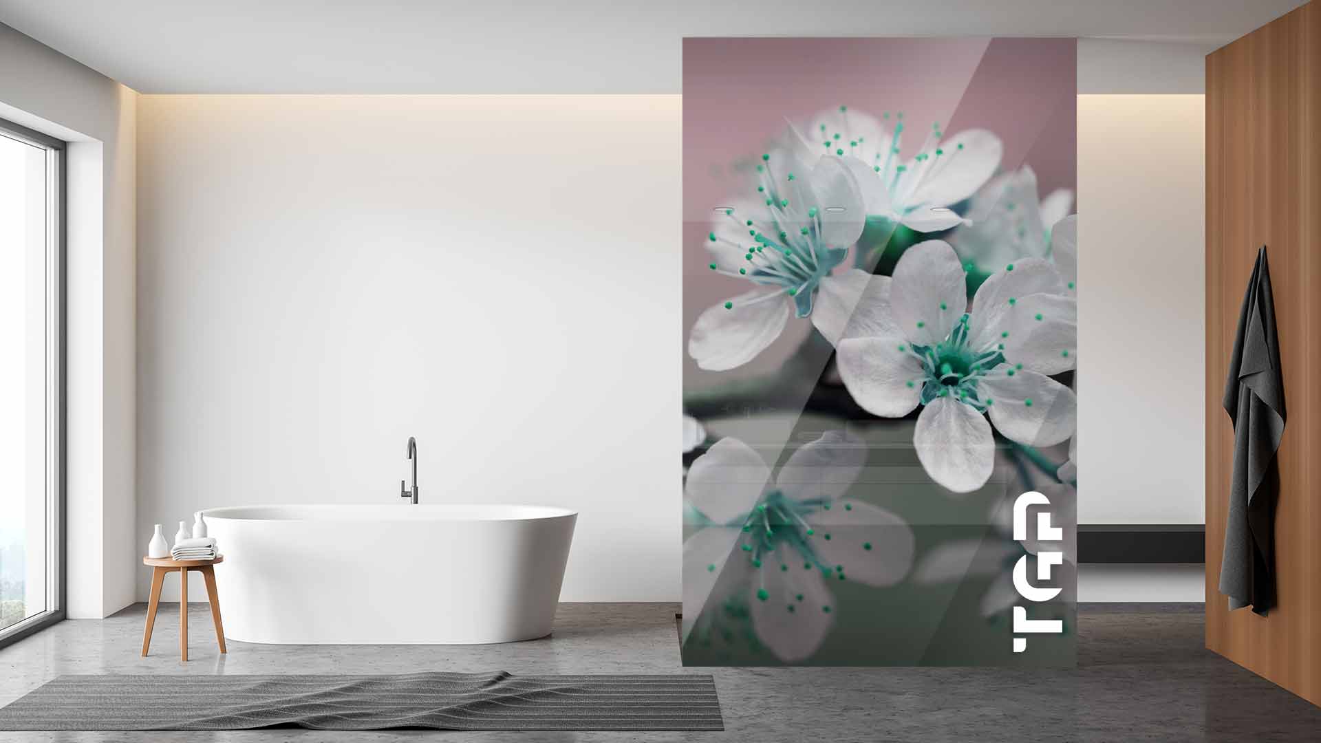 FLW021 Paravan dus din sticlă printată