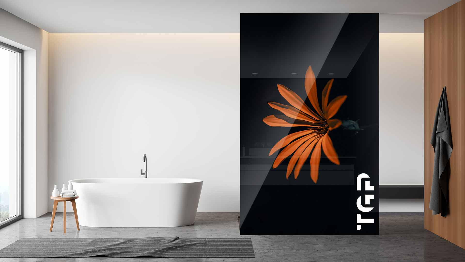 FLW022 Paravan dus din sticlă printată