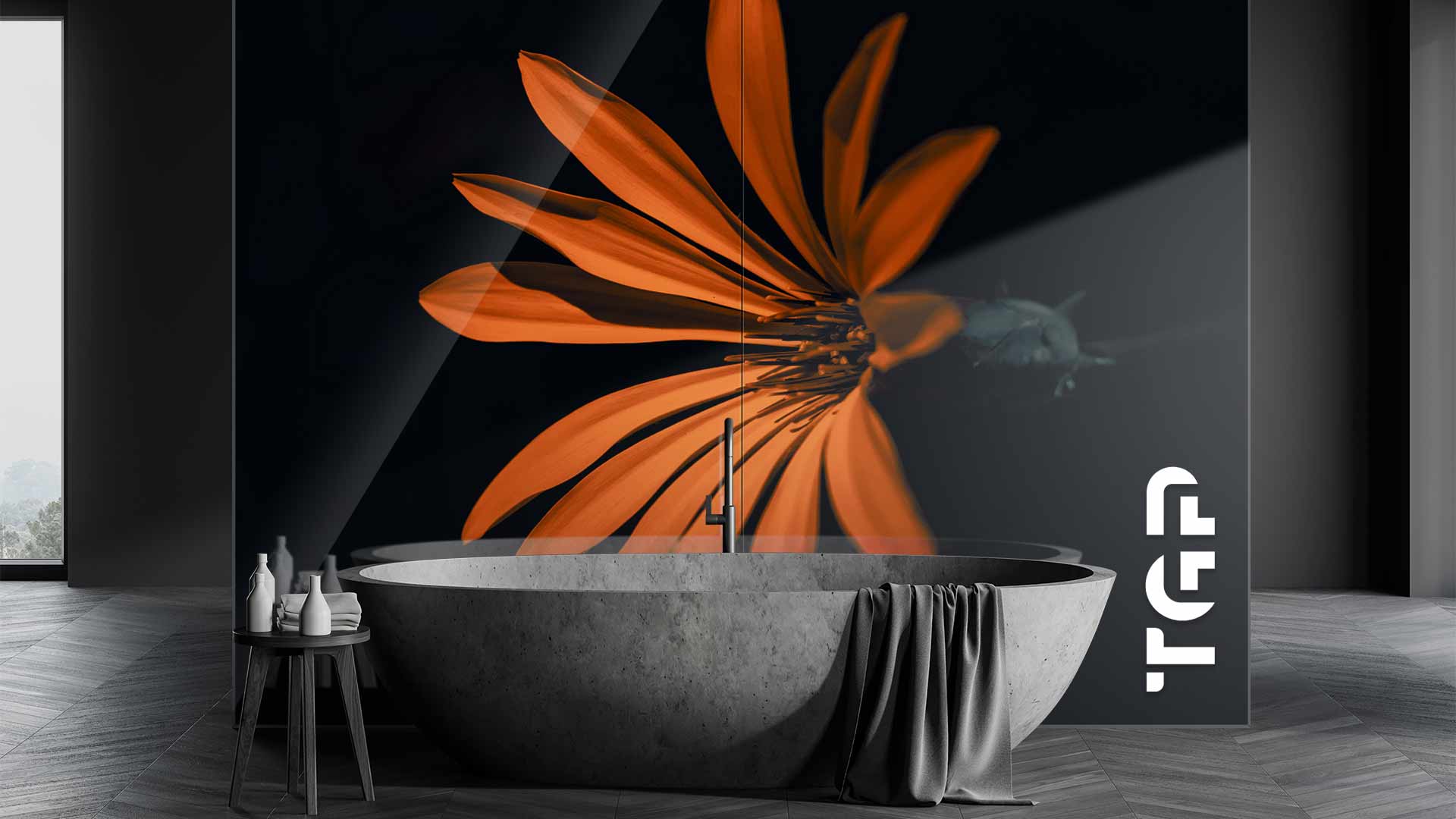 FLR022 sticlă printată baie placare perete