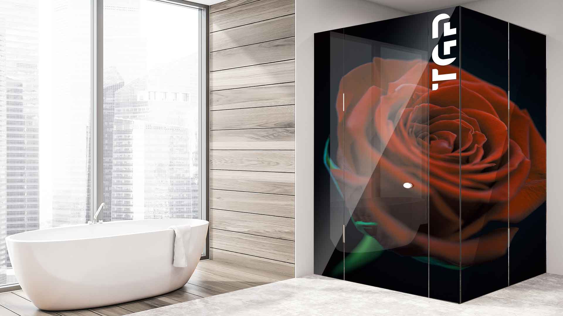 FLW023 cabina dus sticlă printată