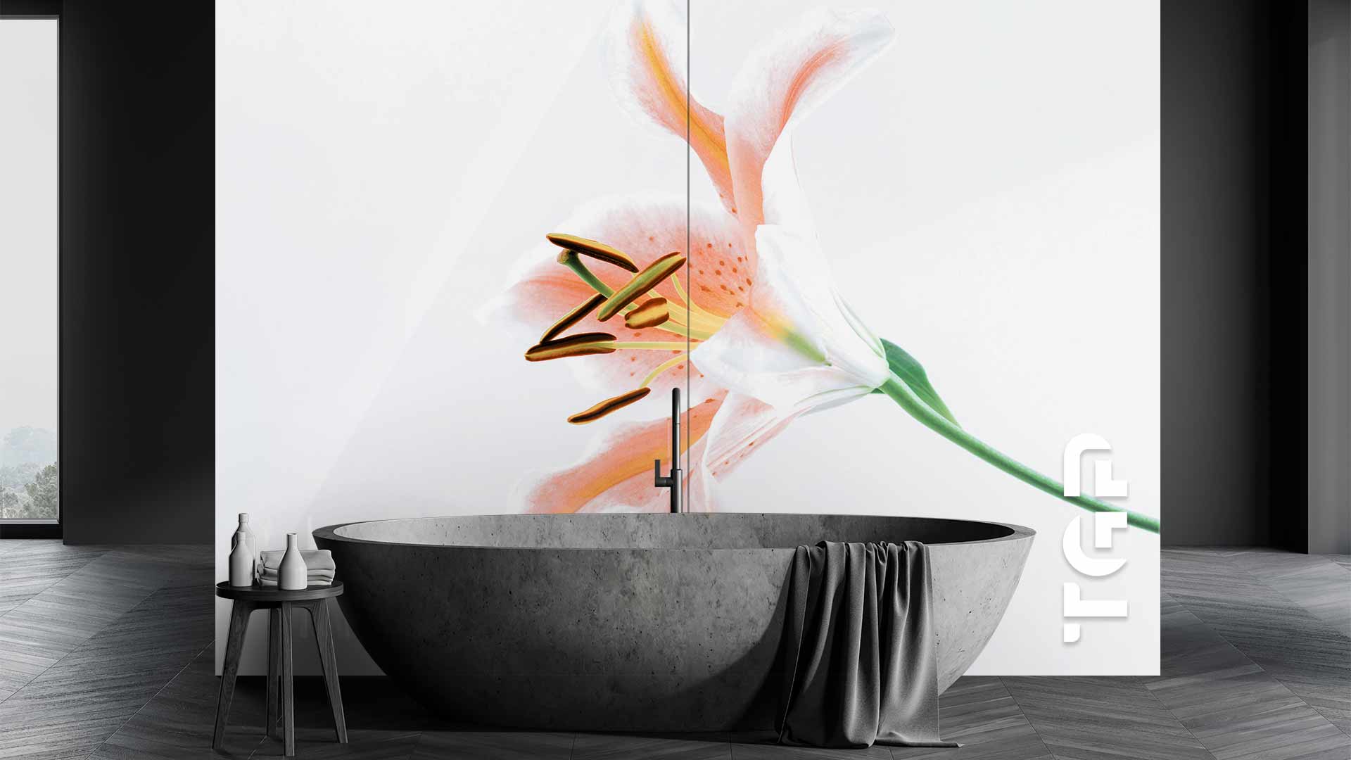 FLR024 sticlă printată baie placare perete