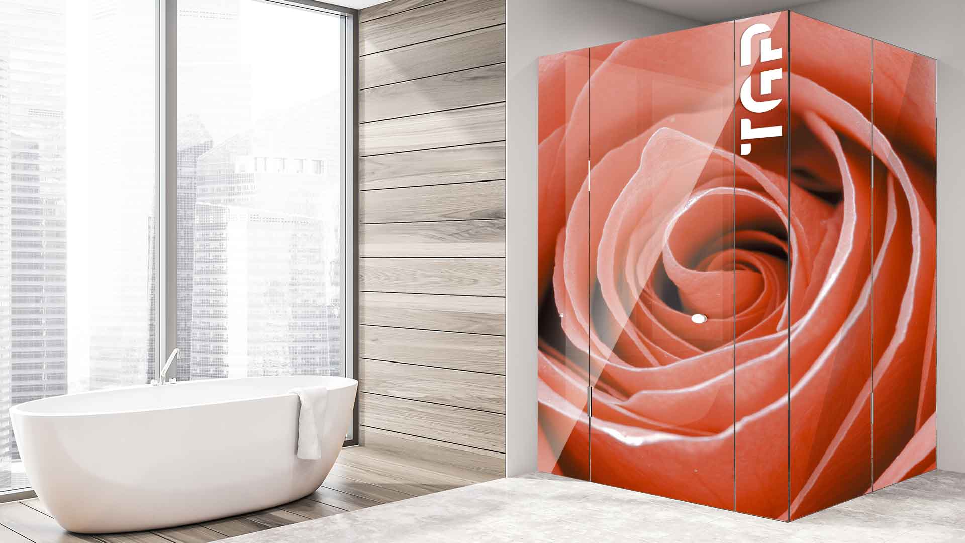 FLW026 cabina dus sticlă printată