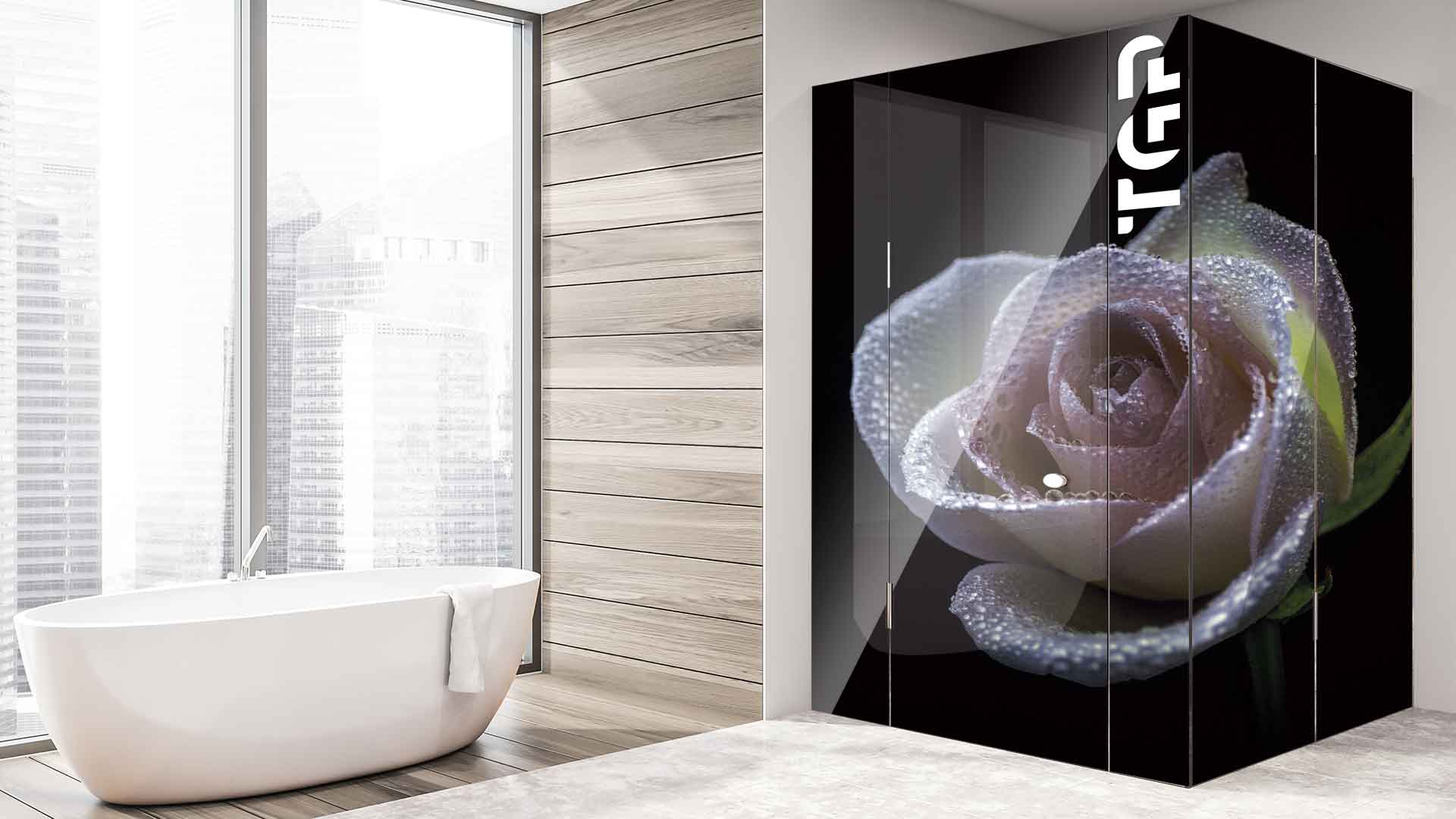 FLW027 cabina dus sticlă printată