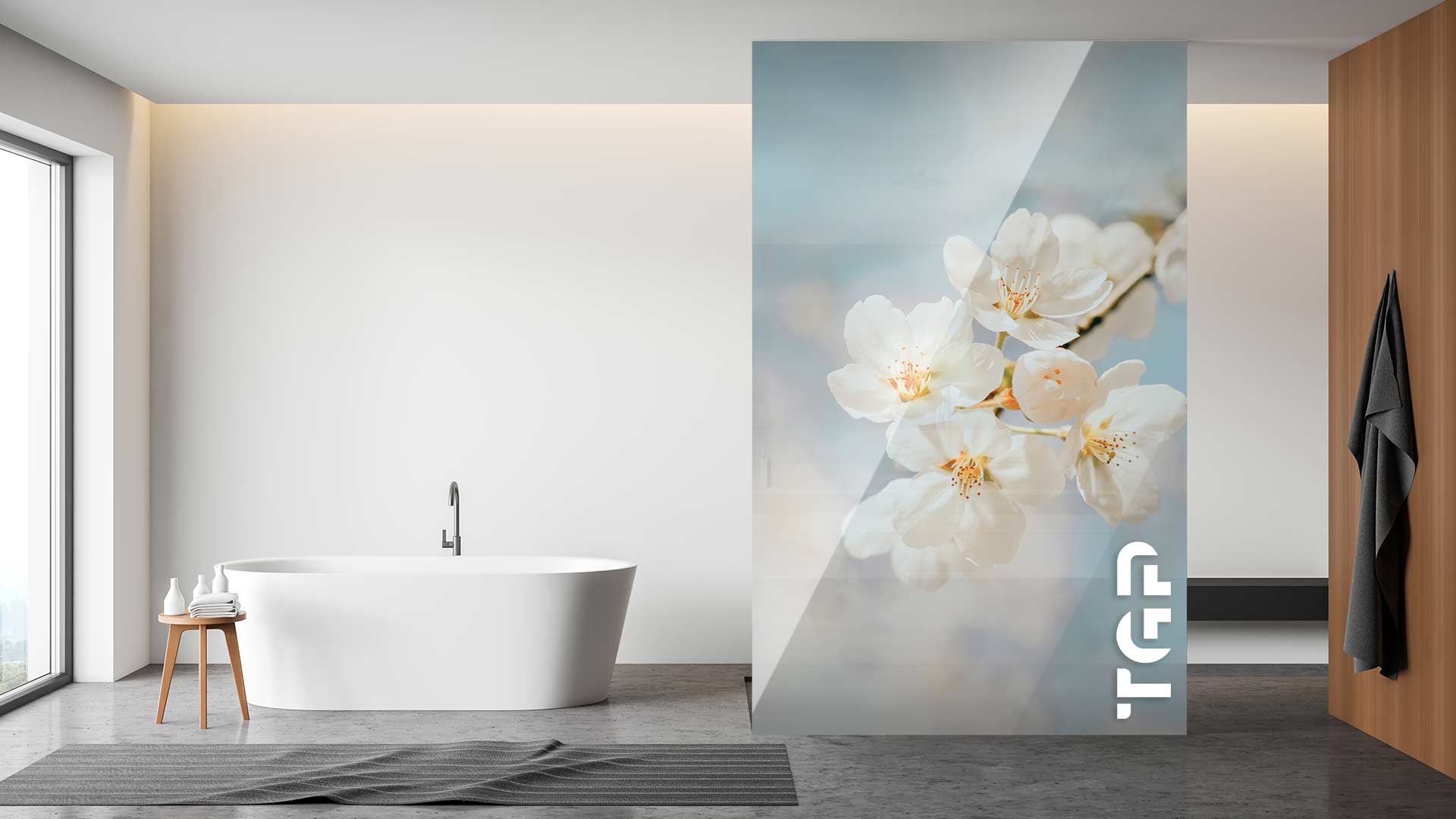 FLW031 Paravan dus din sticlă printată