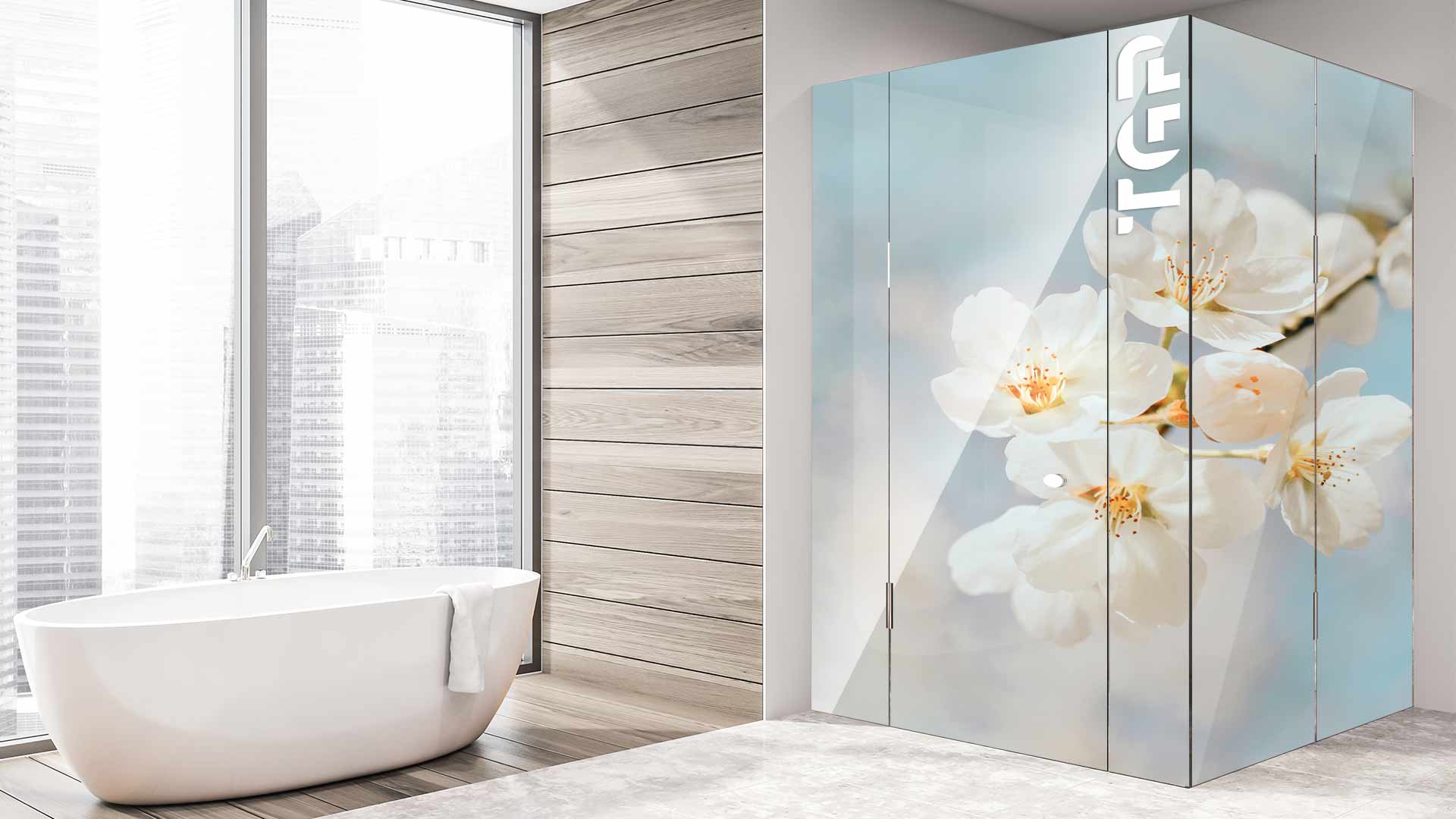 FLW031 Cabina dus din sticlă printată