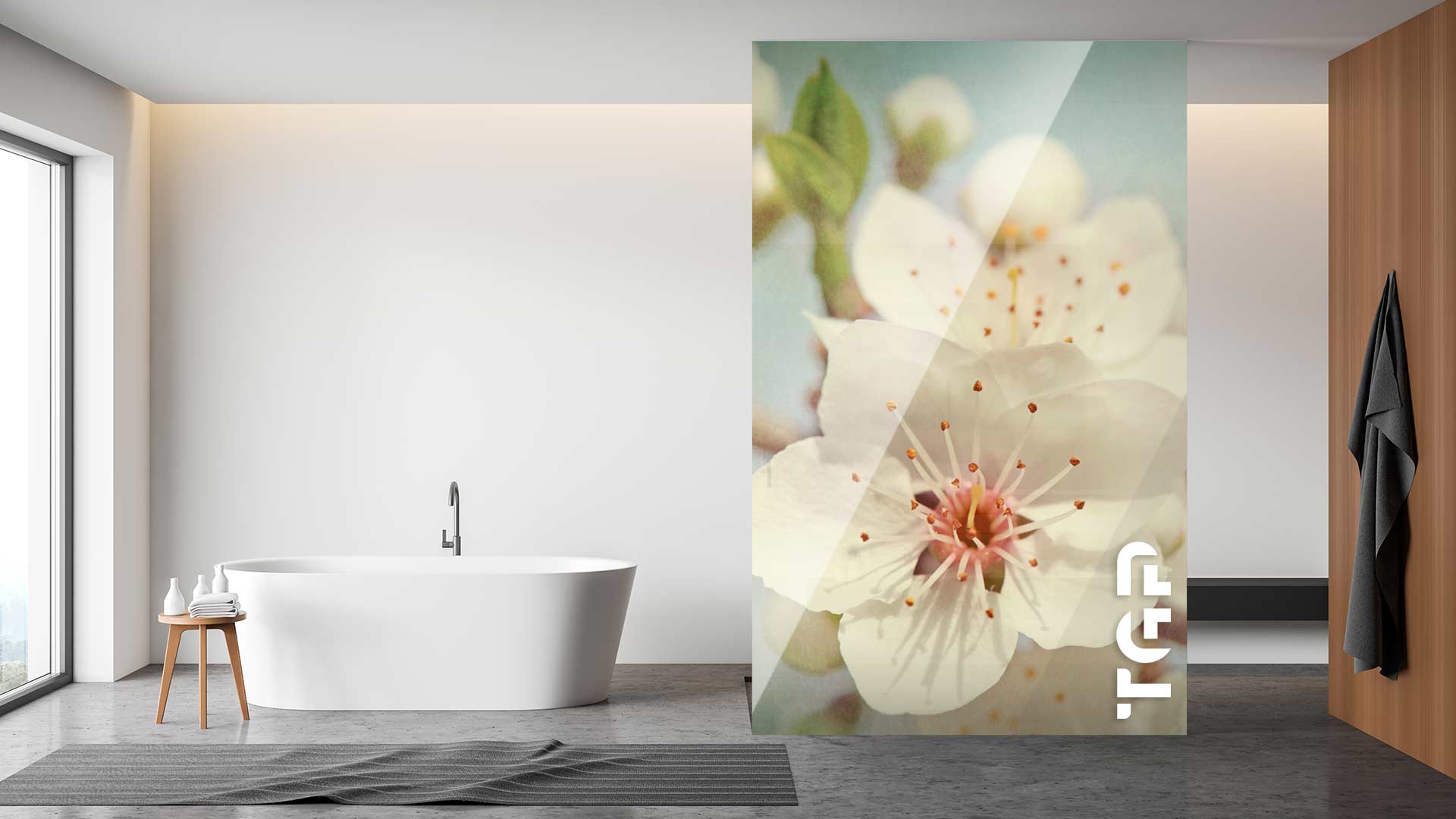 FLW032 Paravan dus din sticlă printată