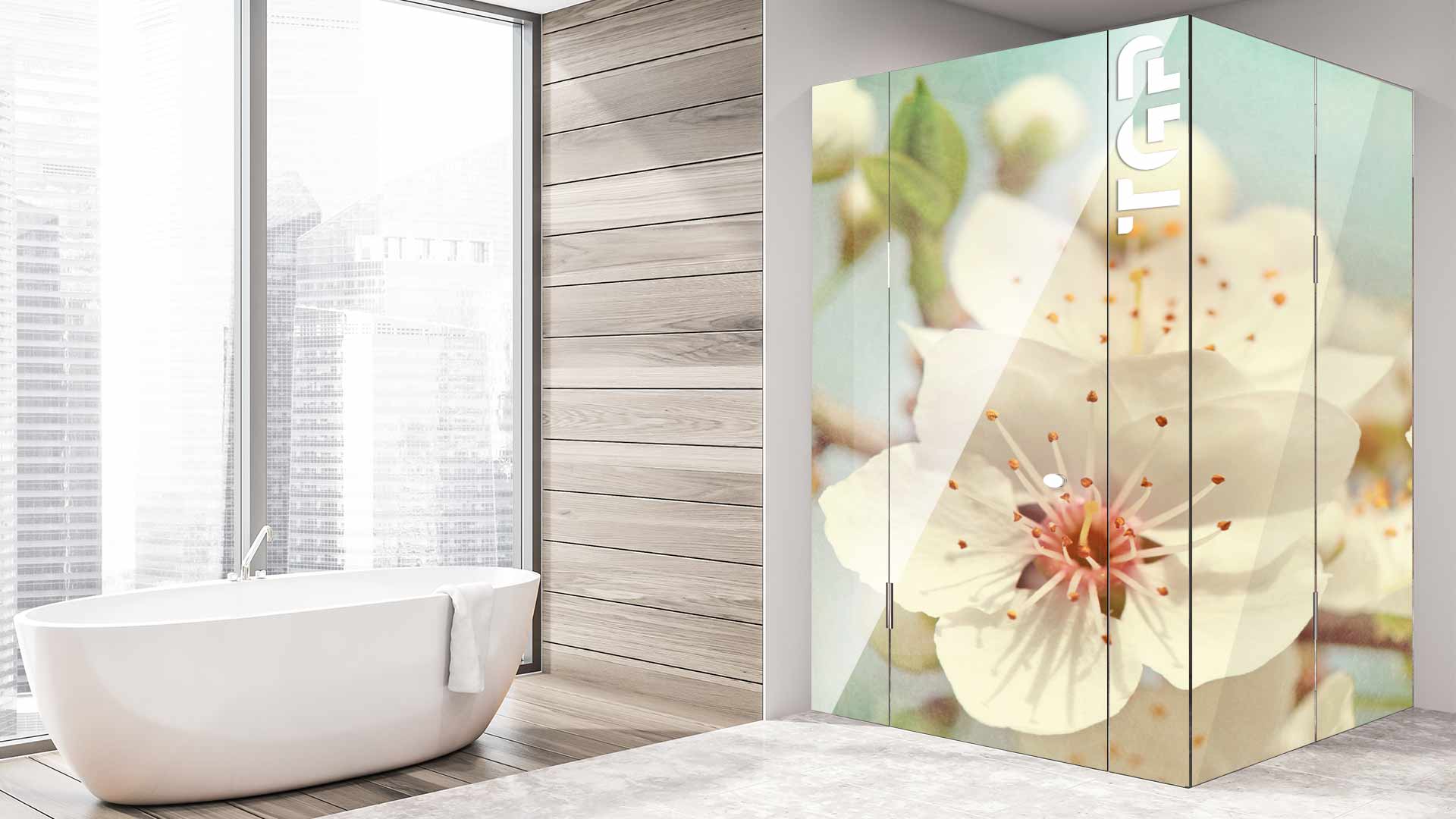 FLW032 Cabina dus din sticlă printată